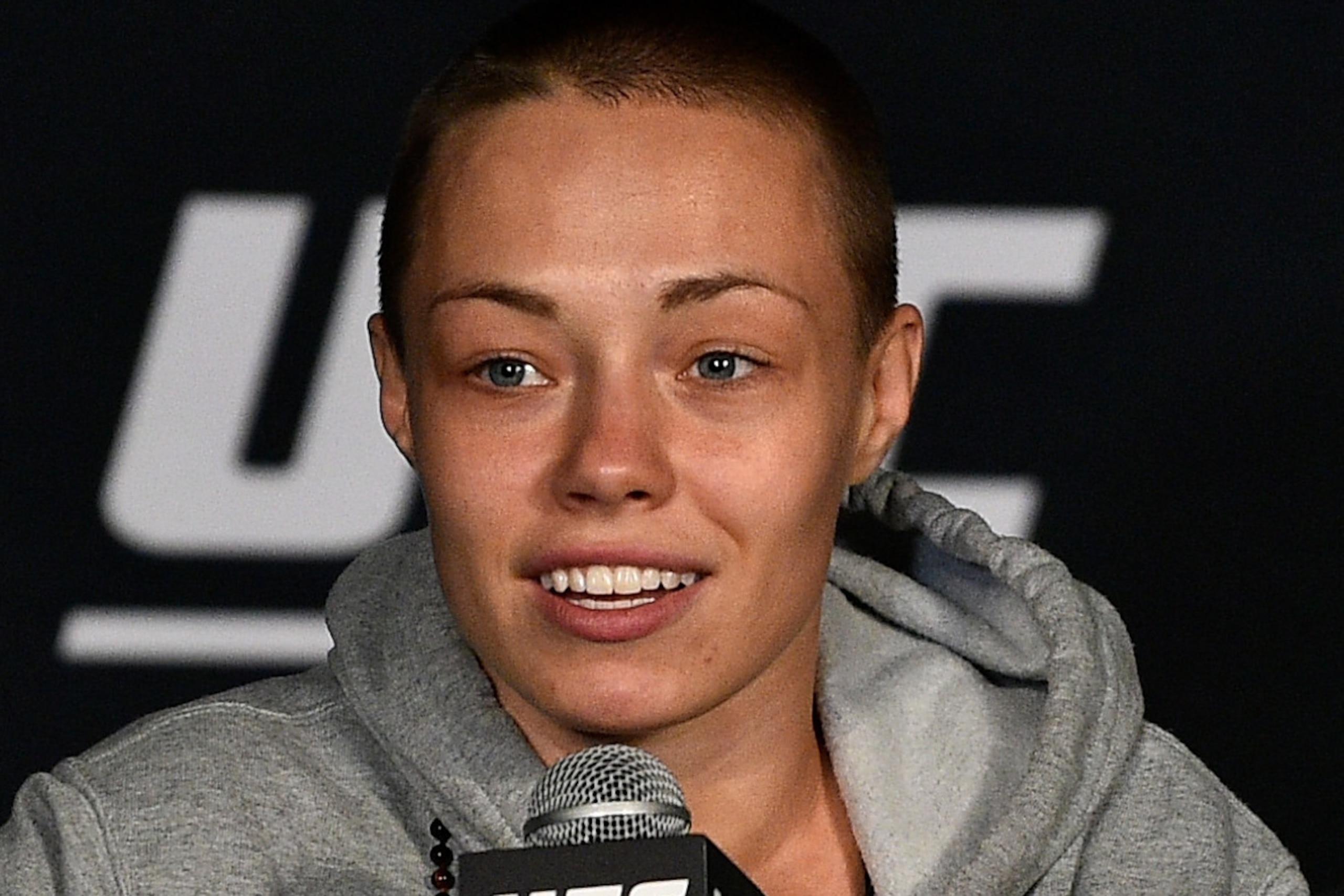 NEW YORK, NY - NOVEMBER 04:  Rose Namajunas speaks to the media during the UFC 217 post fight press conference event inside Madison Square Garden on November 4, 2017 in New York City. (Photo by Jeff Bottari/Zuffa LLC/Zuffa LLC via Getty Images)