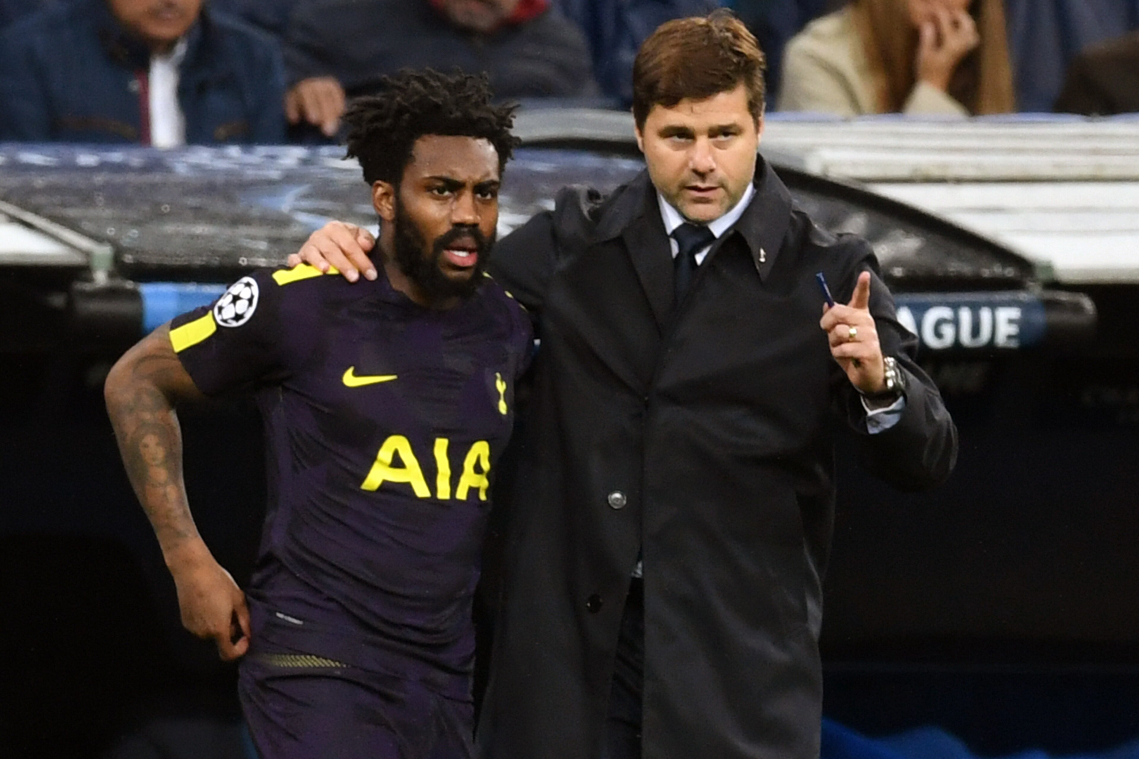MADRID, SPAIN - OCTOBER 17: Tottenham Hotspur manager Mauricio Pochettino gives instruction to Danny Rose before bring in during the UEFA Champions League group H match between Real Madrid and Tottenham Hotspur at Estadio Santiago Bernabeu on October 17, MADRID, SPAIN - OCTOBER 17: Tottenham Hotspur manager Mauricio Pochettino gives instruction to Danny Rose before bring in during the UEFA Champions League group H match between Real Madrid and Tottenham Hotspur at Estadio Santiago Bernabeu on October 17,
