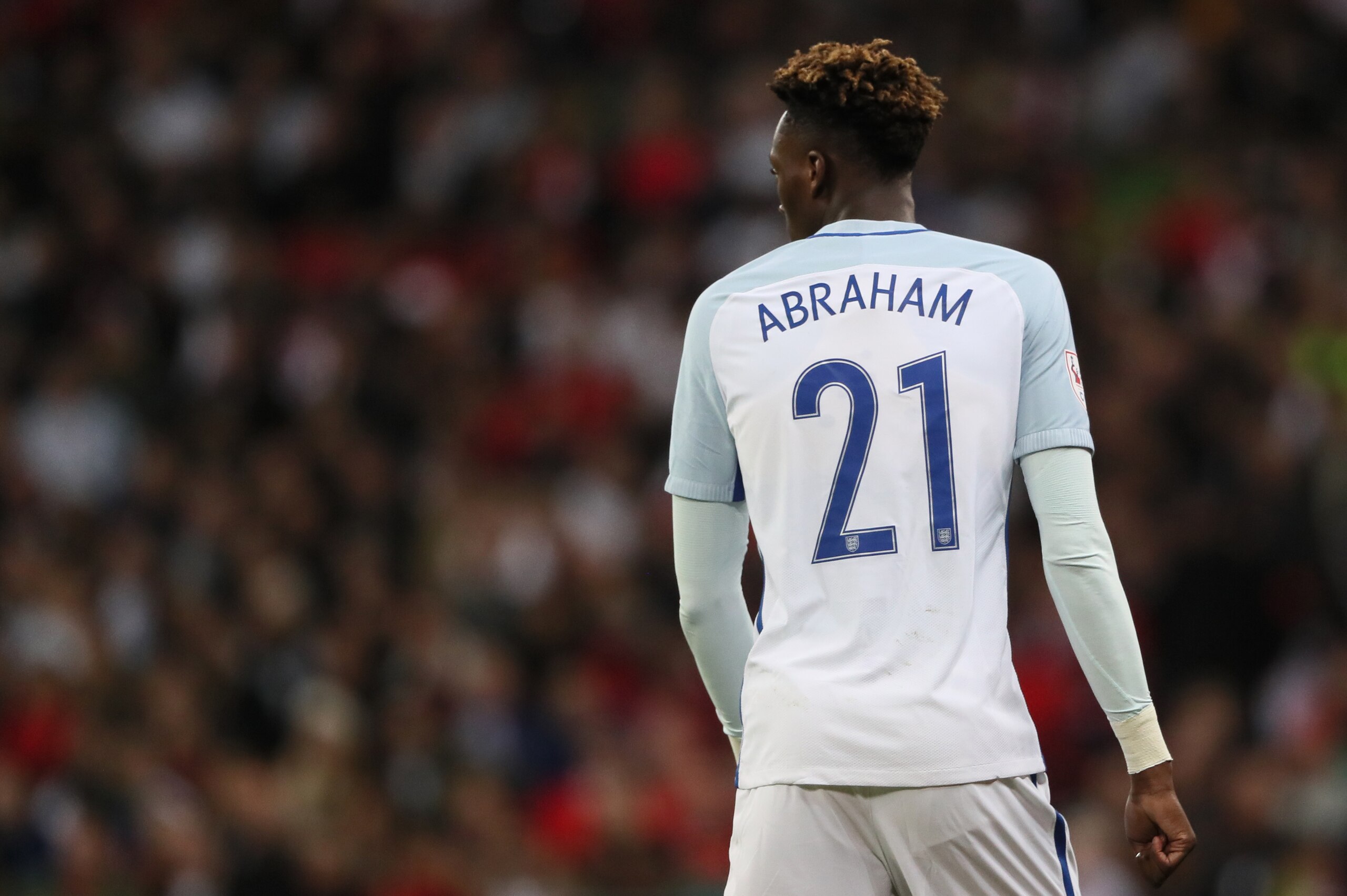 LONDON, ENGLAND - NOVEMBER 14:  Tammy Abraham of England looks on during the international friendly match between England and Brazil at Wembley Stadium on November 14, 2017 in London, England. (Photo by Matthew Ashton - AMA/Getty Images)