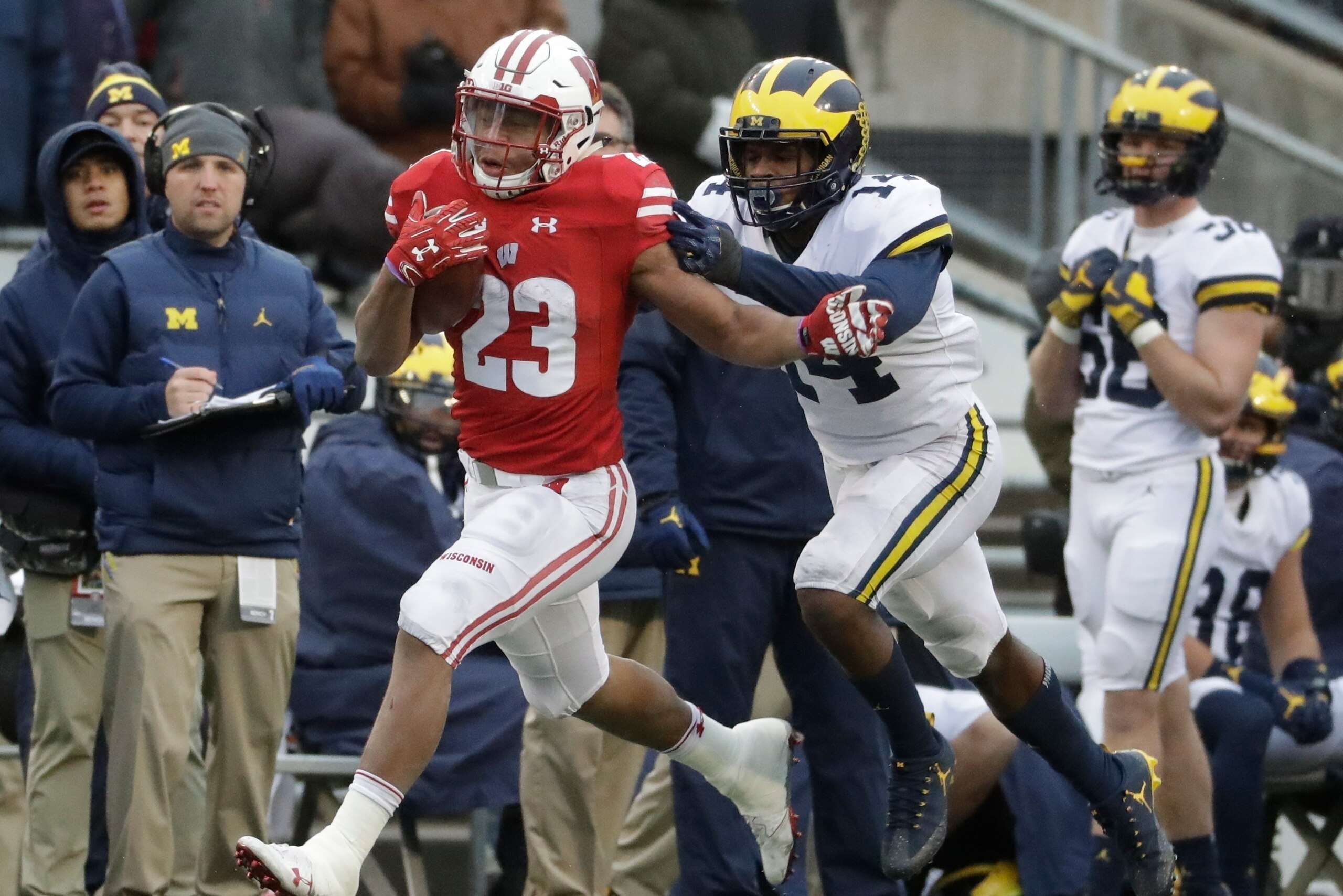 Wisconsin's Jonathan Taylor has emerged as one of the nation's top tailbacks as a freshman. Wisconsin's Jonathan Taylor has emerged as one of the nation's top tailbacks as a freshman.