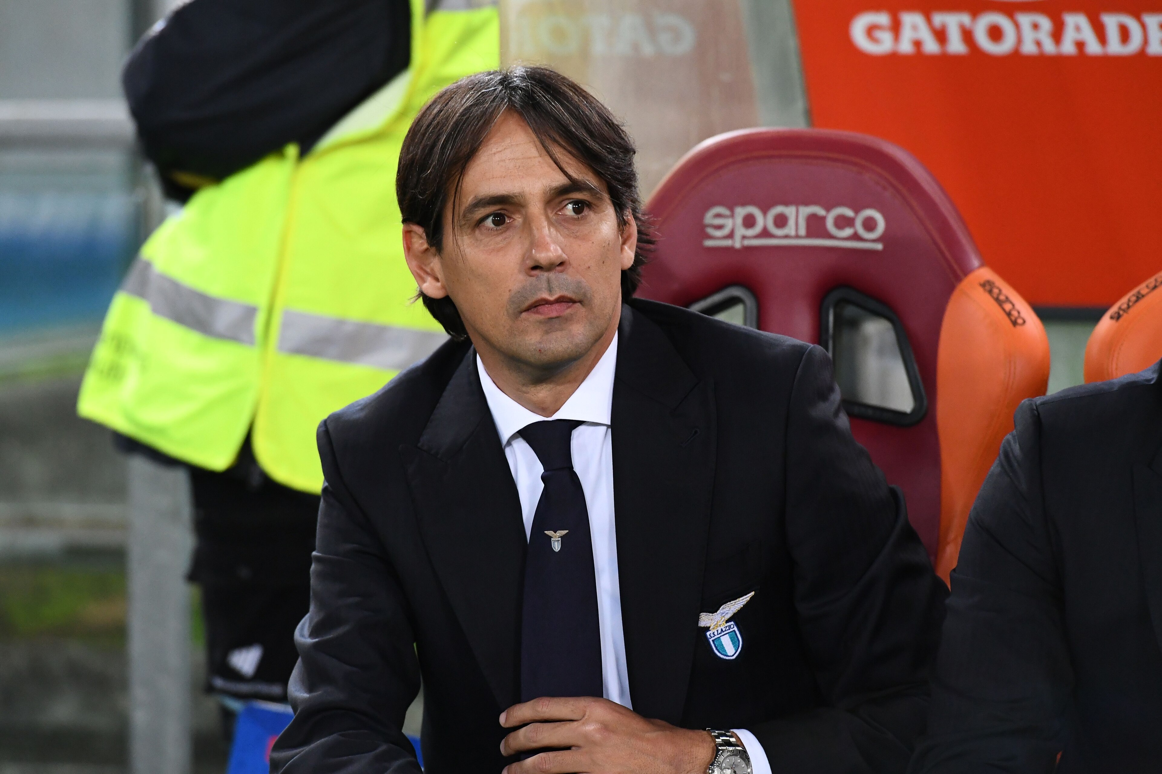 Lazio's coach Simone Inzaghi looks on before the Italian Serie A football match AS Roma vs Lazio on November 18, 2017 at the Olympic stadium in Rome.  / AFP PHOTO / Vincenzo PINTO        (Photo credit should read VINCENZO PINTO/AFP/Getty Images)