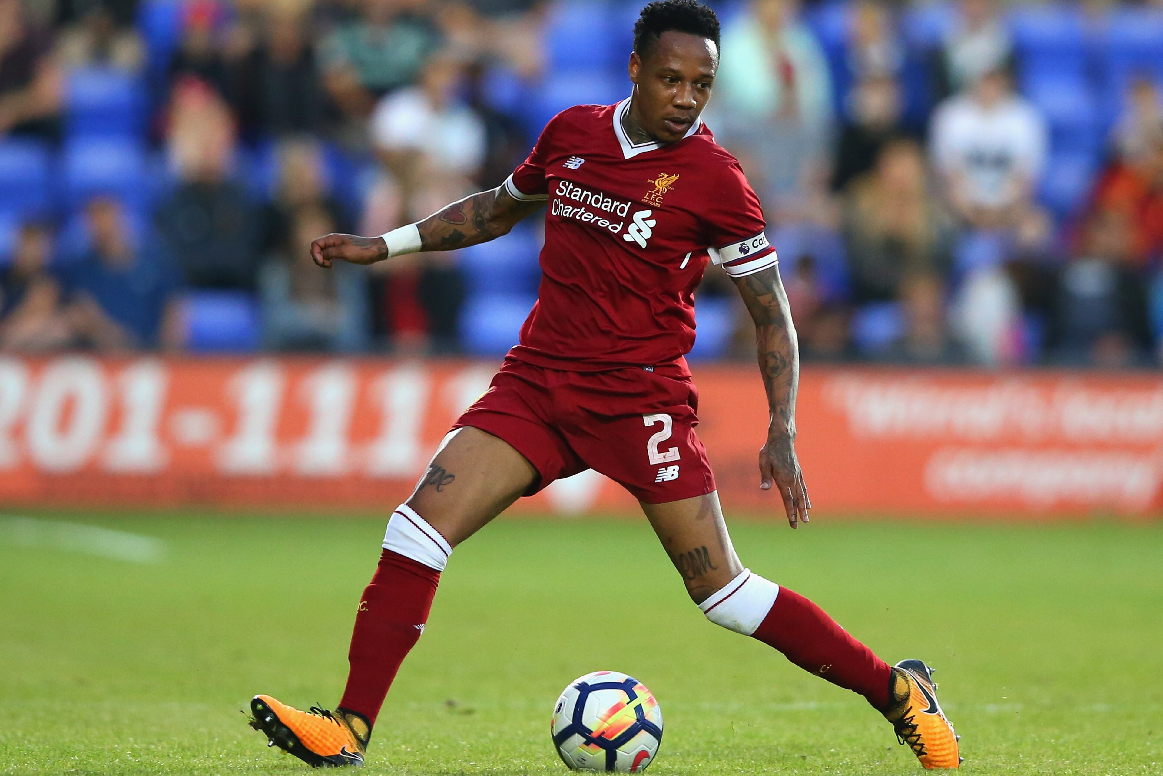 BIRKENHEAD, ENGLAND - JULY 12:  Nathaniel Clyne of Liverpool during a pre-season friendly match between Tranmere Rovers and Liverpool at Prenton Park on July 12, 2017 in Birkenhead, England.  (Photo by Alex Livesey/Getty Images)