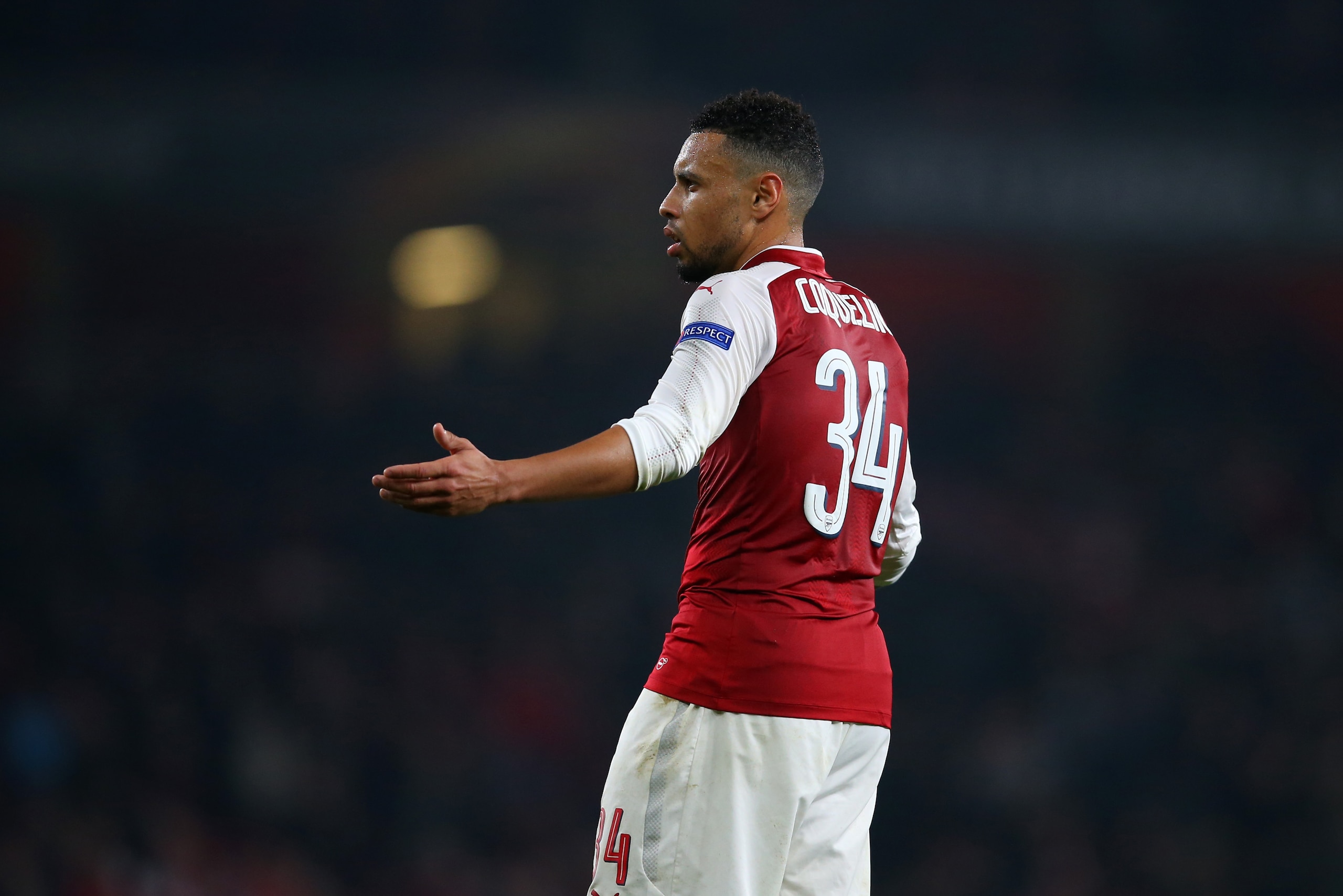 LONDON, ENGLAND - NOVEMBER 02: Francis Coquelin of Arsenal during the UEFA Europa League group H match between Arsenal FC and Crvena Zvezda at Emirates Stadium on November 2, 2017 in London, United Kingdom. (Photo by Catherine Ivill - AMA/Getty Images)