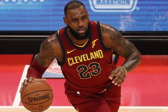 DETROIT, MI - NOVEMBER 20:  LeBron James #23 of the Cleveland Cavaliers drives the ball to the basket during the first quarter of the game at Little Caesars Arena on November 20, 2017 in Detroit, Michigan. Cleveland won the game 116-88. NOTE TO USER: User
