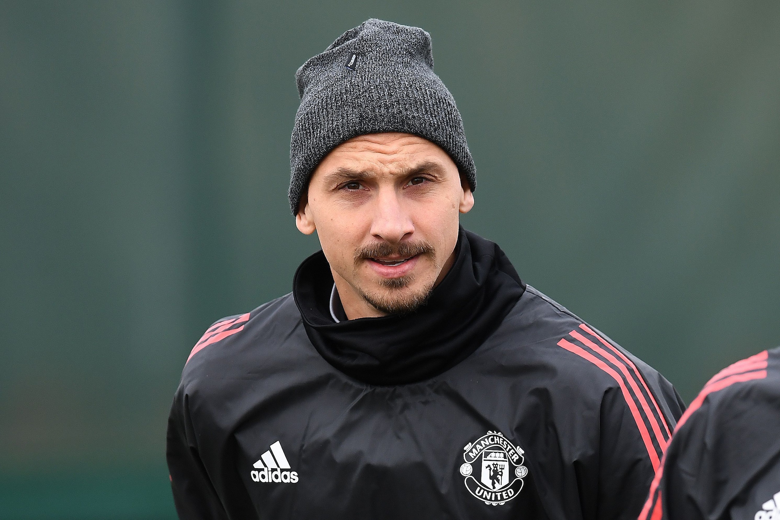 Manchester United's Swedish striker Zlatan Ibrahimovic attends a team training session at the club's training complex near Carrington, west of Manchester in north west England on November 21, 2017, on the eve of their UEFA Champions League Group A footbal