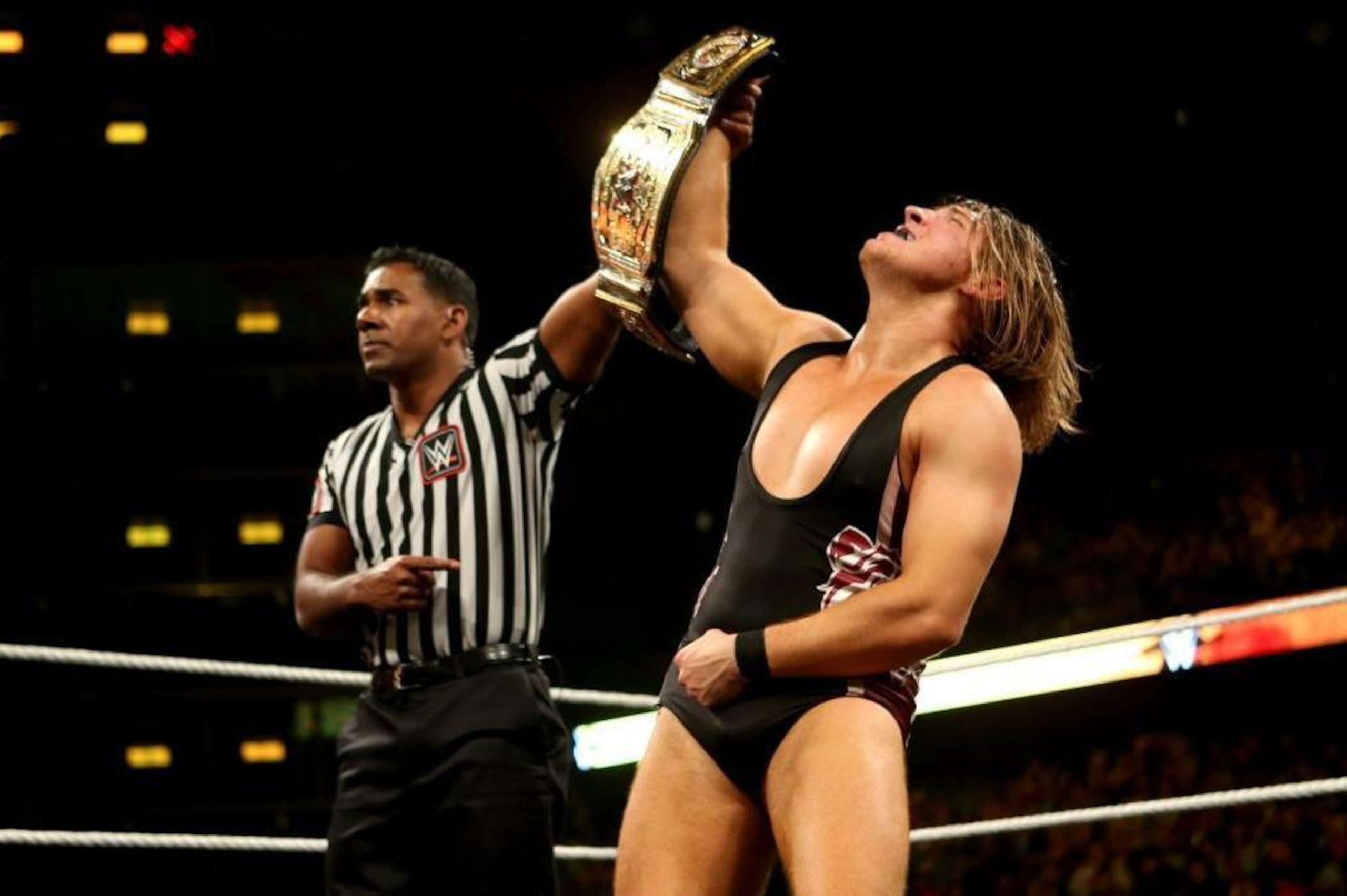Pete Dunne celebrates his UK Championship win at TakeOver: Chicago.