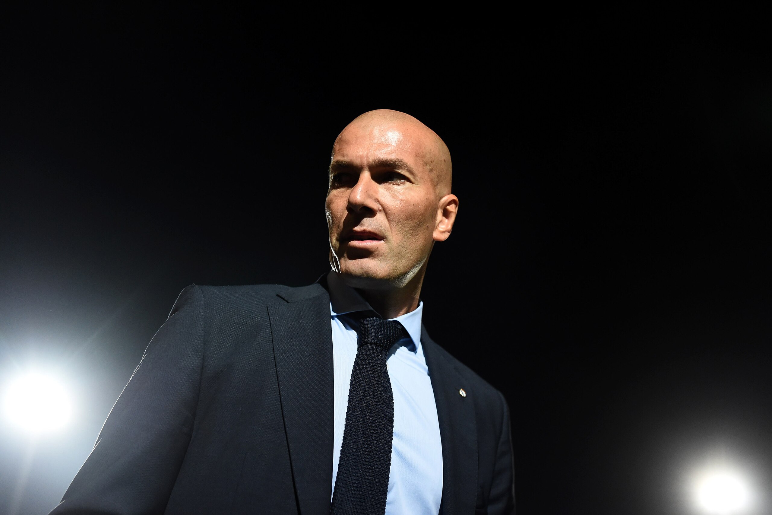 MADRID, SPAIN - OCTOBER 26: Head coach Zinedine Zidane of Real Madrid CF looks on before the Copa del Rey, Round of 32, First Leg match between Fuenlabrada and Real Madrid at Estadio Fernando Torres on October 26, 2017 in Madrid, Spain. (Photo by Denis Do