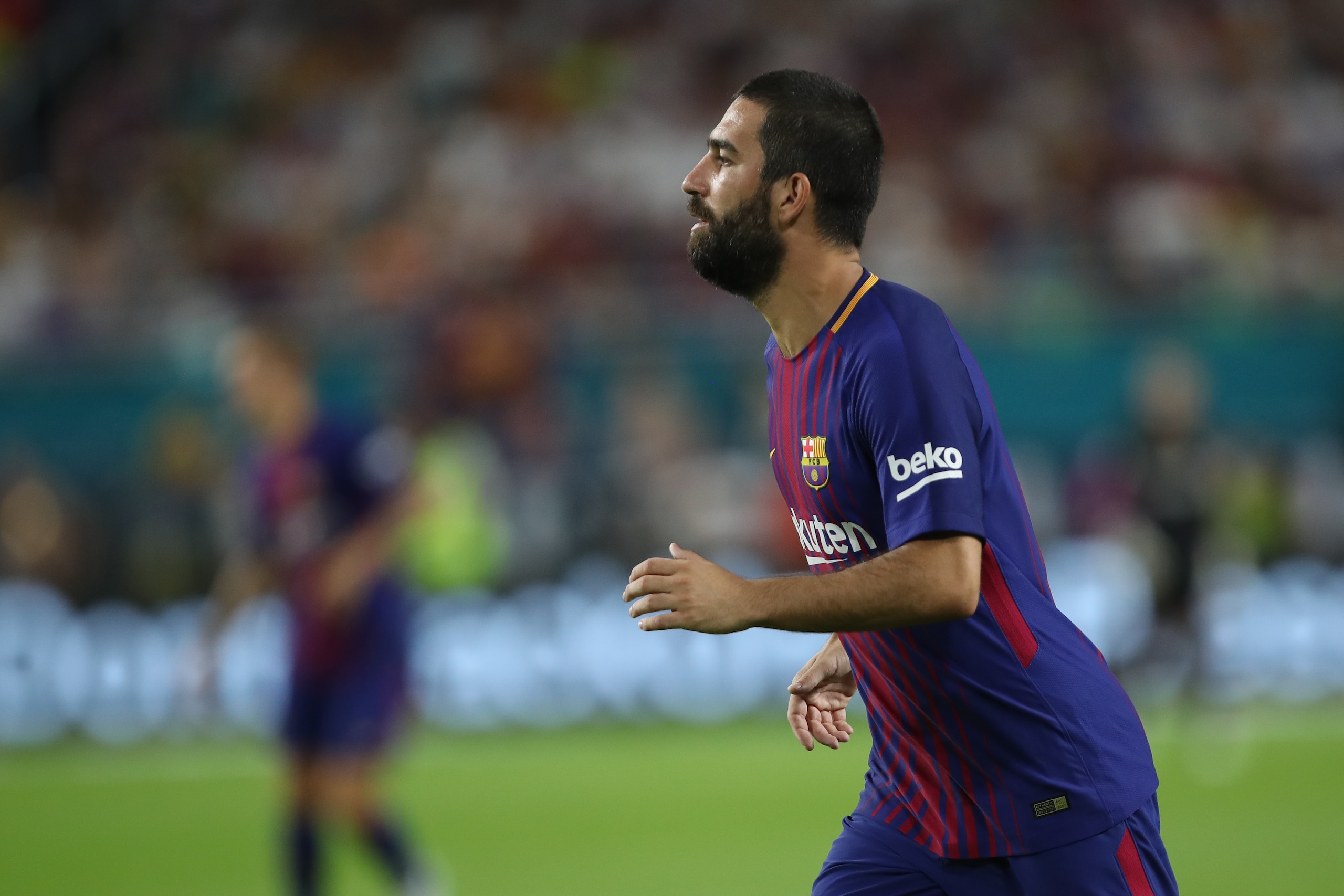 MIAMI GARDENS, FL - JULY 29: Arda Turan of FC Barcelona during the International Champions Cup 2017 match between Real Madrid and FC Barcelona at Hard Rock Stadium on July 29, 2017 in Miami Gardens, Florida. (Photo by Robbie Jay Barratt - AMA/Getty Images