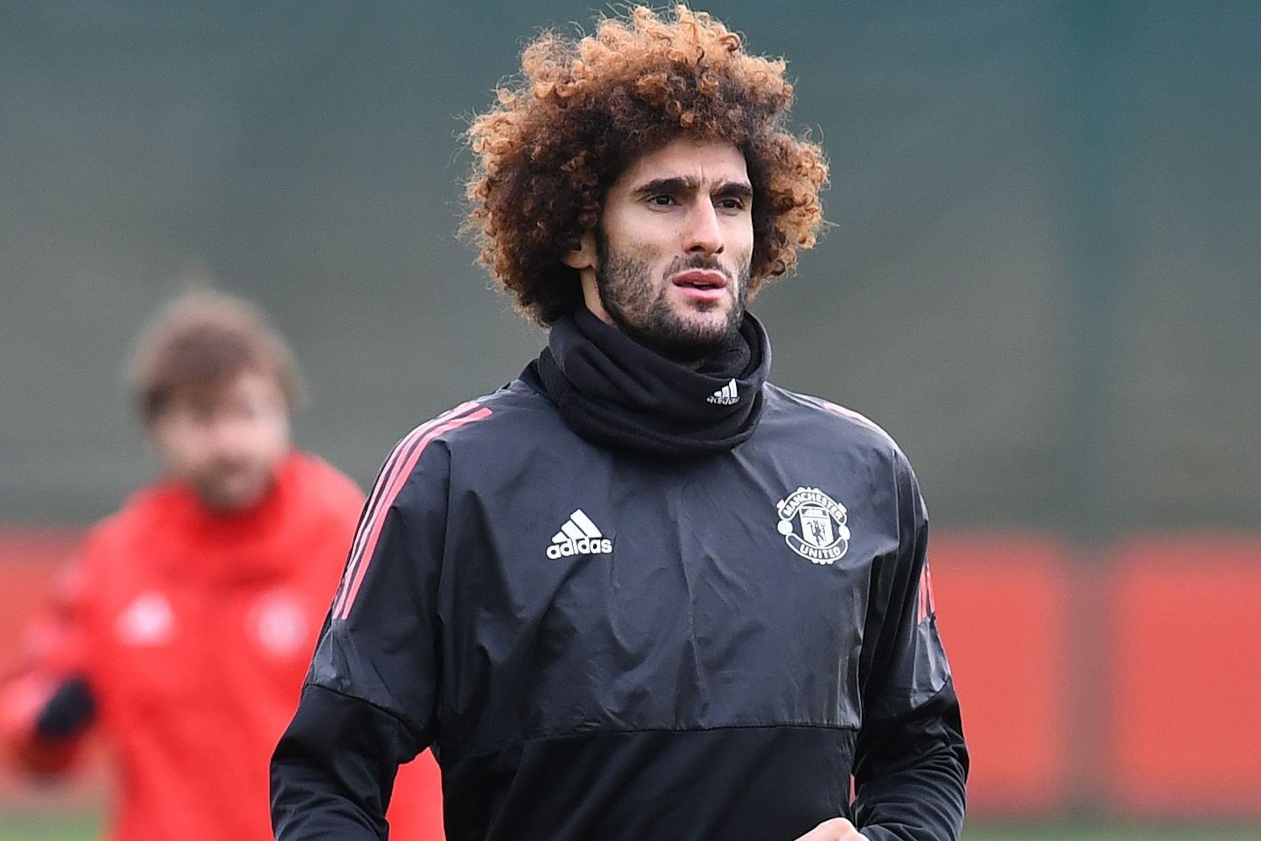 Manchester United's Belgian midfielder Marouane Fellaini attends a team training session at the club's training complex near Carrington, west of Manchester in north west England on November 21, 2017, on the eve of their UEFA Champions League Group A footb
