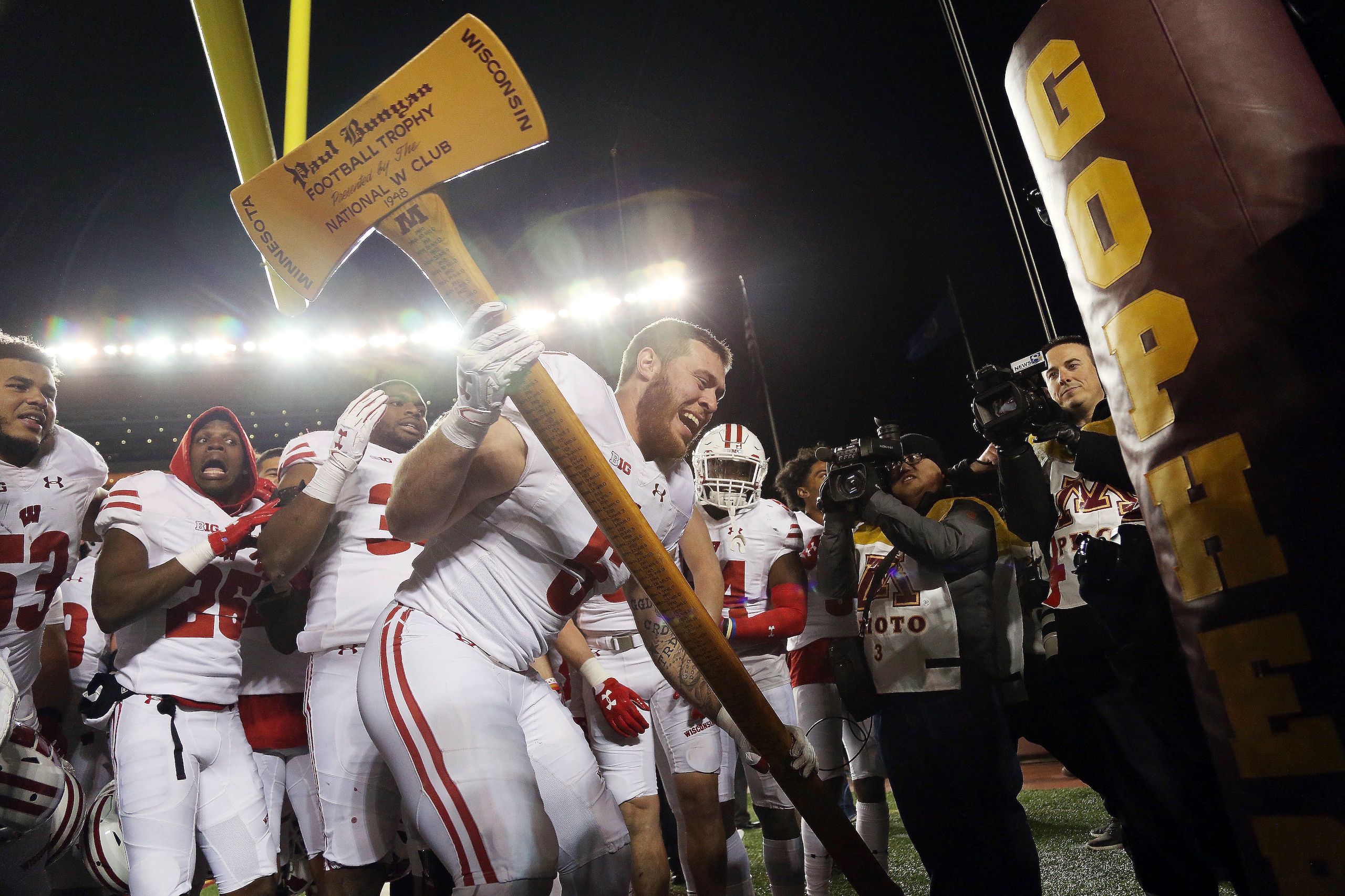 Wisconsin swung Paul Bunyan's Axe on Saturday and is the only remaining Power Five unbeaten. Wisconsin swung Paul Bunyan's Axe on Saturday and is the only remaining Power Five unbeaten.