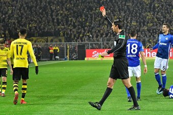Aubameyang's red card against Schalke drew the ire of his manager.