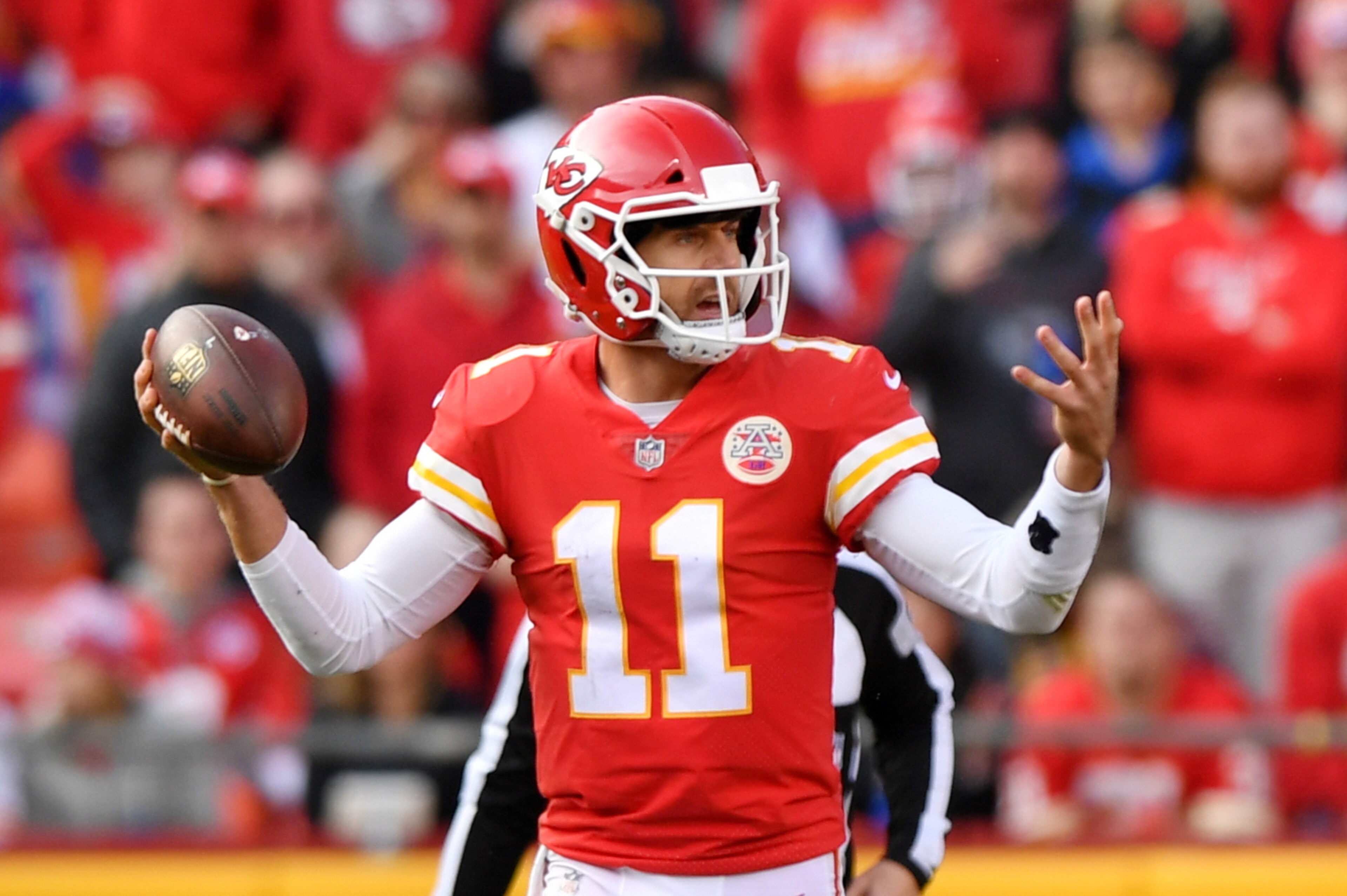 KANSAS CITY, MO - NOVEMBER 26: Quarterback Alex Smith #11 of the Kansas City Chiefs is visibly frustrated after a play against the Buffalo Bills during the second half of the game at Arrowhead Stadium on November 26, 2017 in Kansas City, Missouri. ( Photo KANSAS CITY, MO - NOVEMBER 26: Quarterback Alex Smith #11 of the Kansas City Chiefs is visibly frustrated after a play against the Buffalo Bills during the second half of the game at Arrowhead Stadium on November 26, 2017 in Kansas City, Missouri. ( Photo