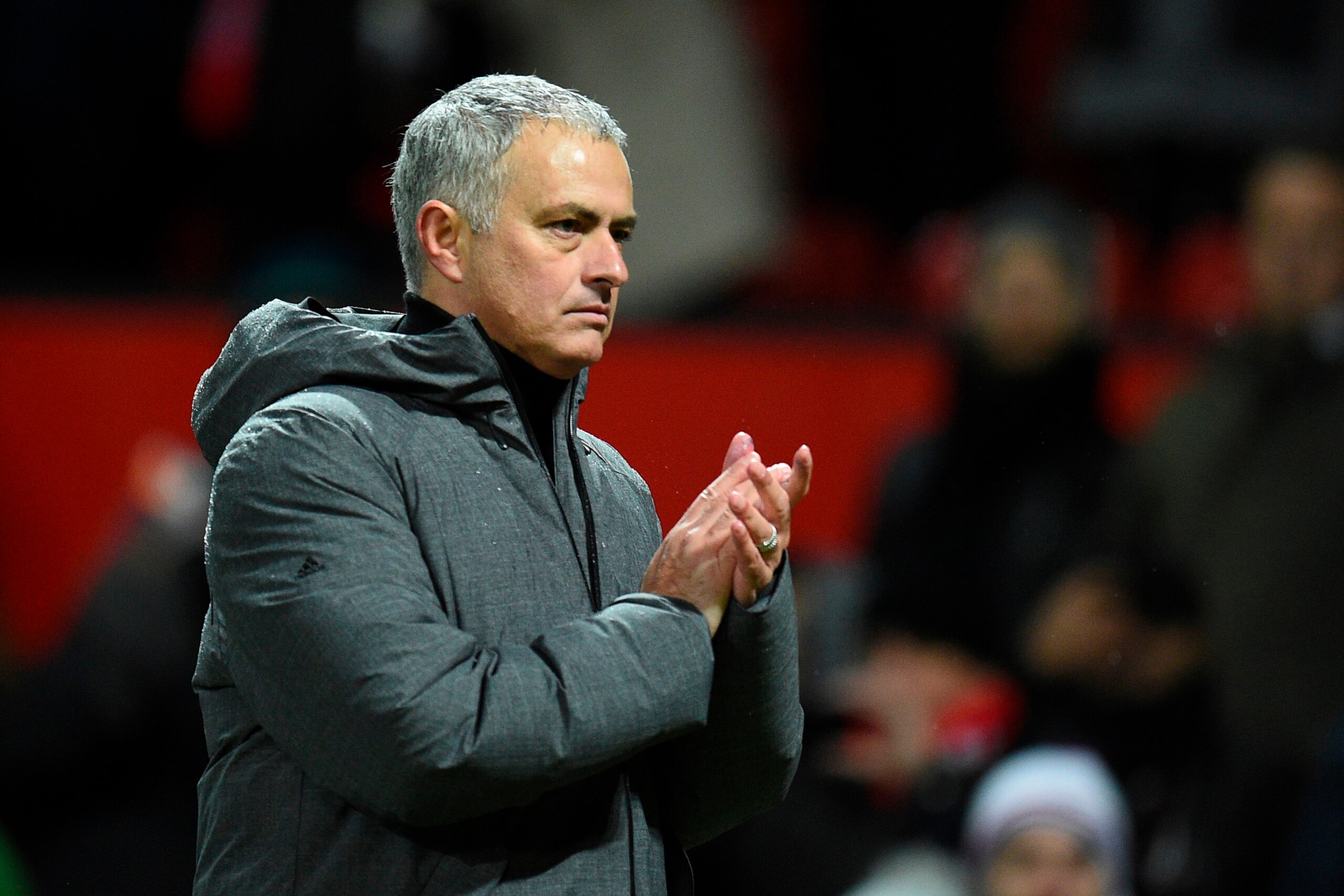 Manchester United's Portuguese manager Jose Mourinho reacts as he leaves the pitch during the English Premier League football match between Manchester United and Brighton and Hove Albion at Old Trafford in Manchester, north west England, on November 25, 2