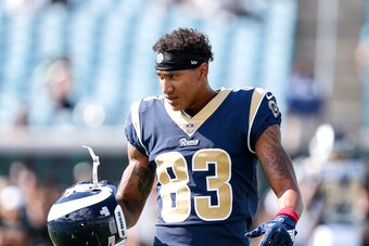 JACKSONVILLE, FL - OCTOBER 15: Wide Receiver Josh Reynolds #83 of the Los Angeles Rams during warm-ups before the game against the Jacksonville Jaguars at EverBank Field on October 15, 2017 in Jacksonville, Florida. The Rams defeated the Jaguars 27 to 17.
