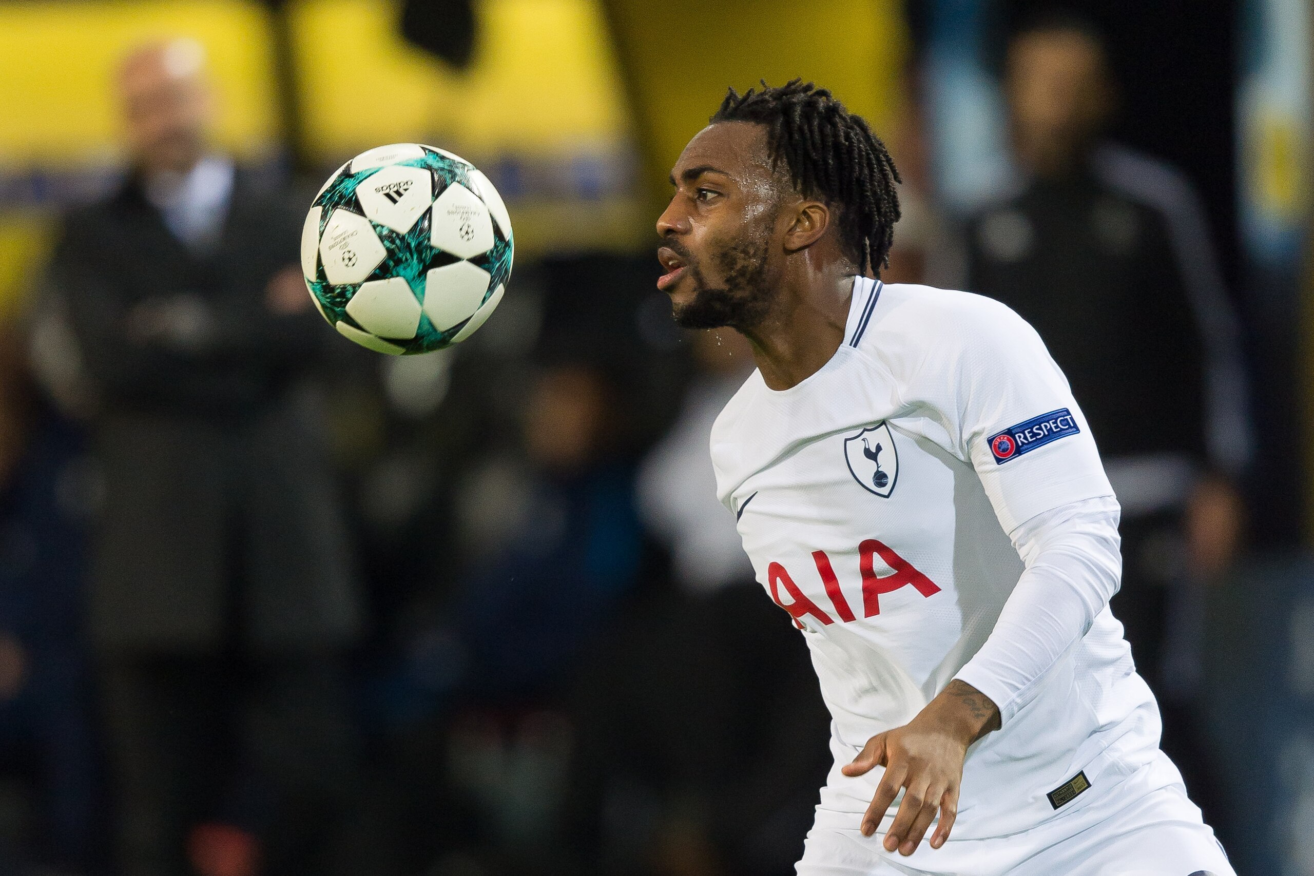 DORTMUND, GERMANY - NOVEMBER 21: Danny Rose of Tottenham Hotspur controls the ball during the UEFA Champions League group H match between Borussia Dortmund and Tottenham Hotspur at Signal Iduna Park on November 21, 2017 in Dortmund, Germany. (Photo by TF-