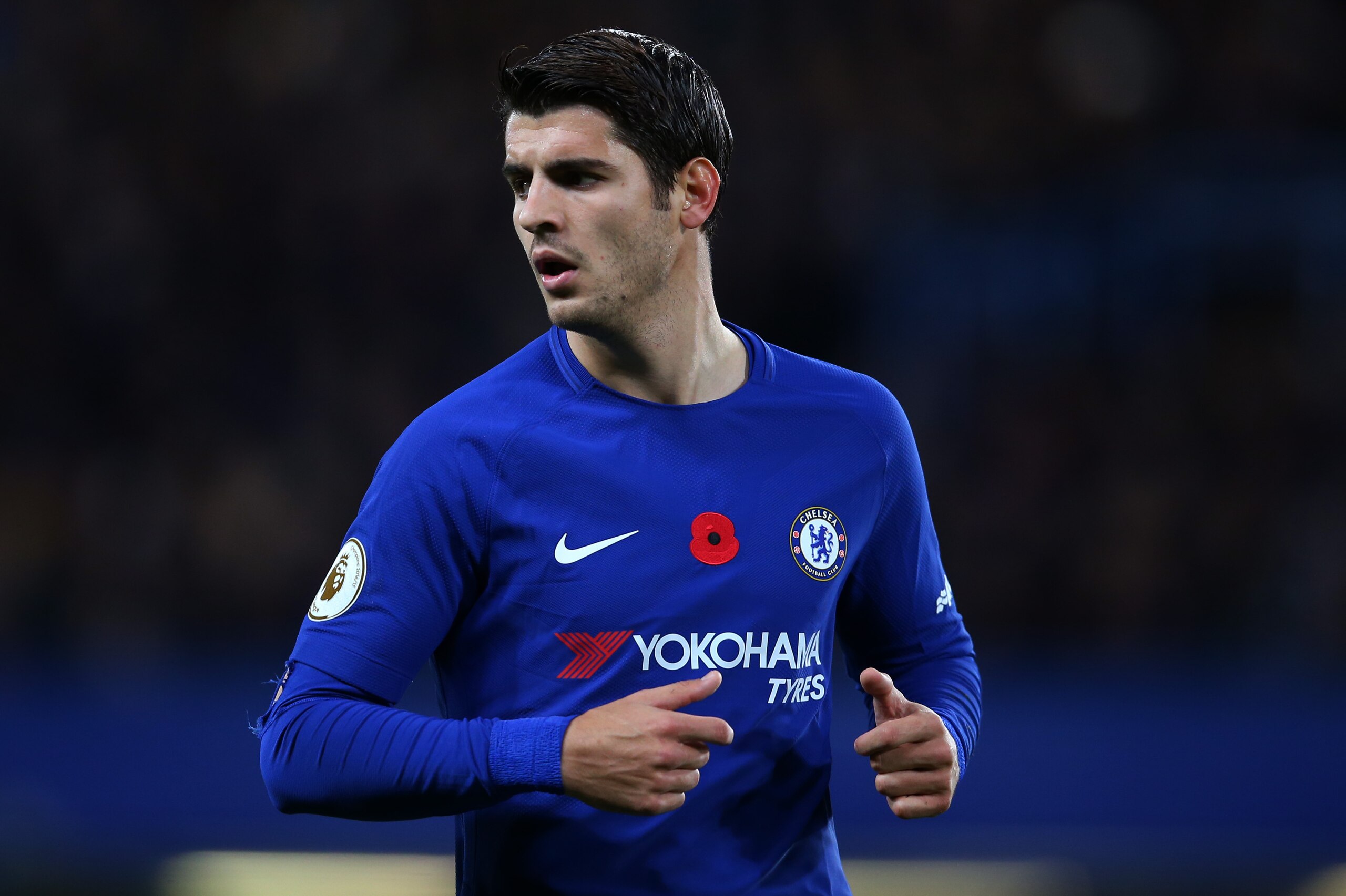 LONDON, ENGLAND - NOVEMBER 05: Alvaro Morata of Chelsea during the Premier League match between Chelsea and Manchester United at Stamford Bridge on November 5, 2017 in London, England. (Photo by Catherine Ivill - AMA/Getty Images)