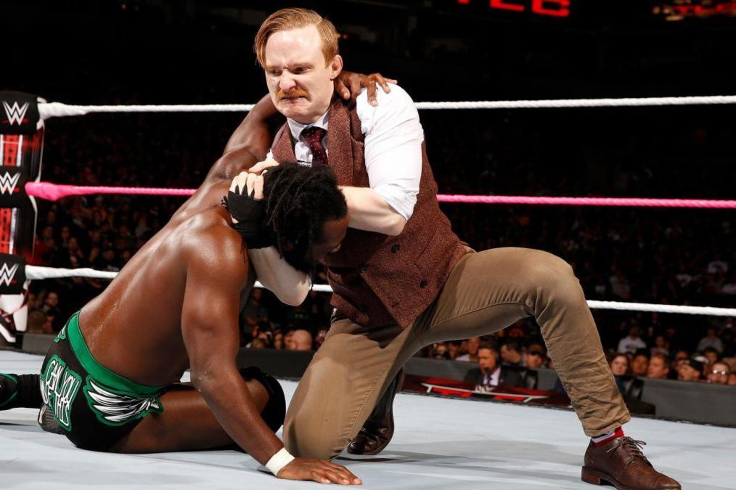 Jack Gallagher grounds Rich Swann.