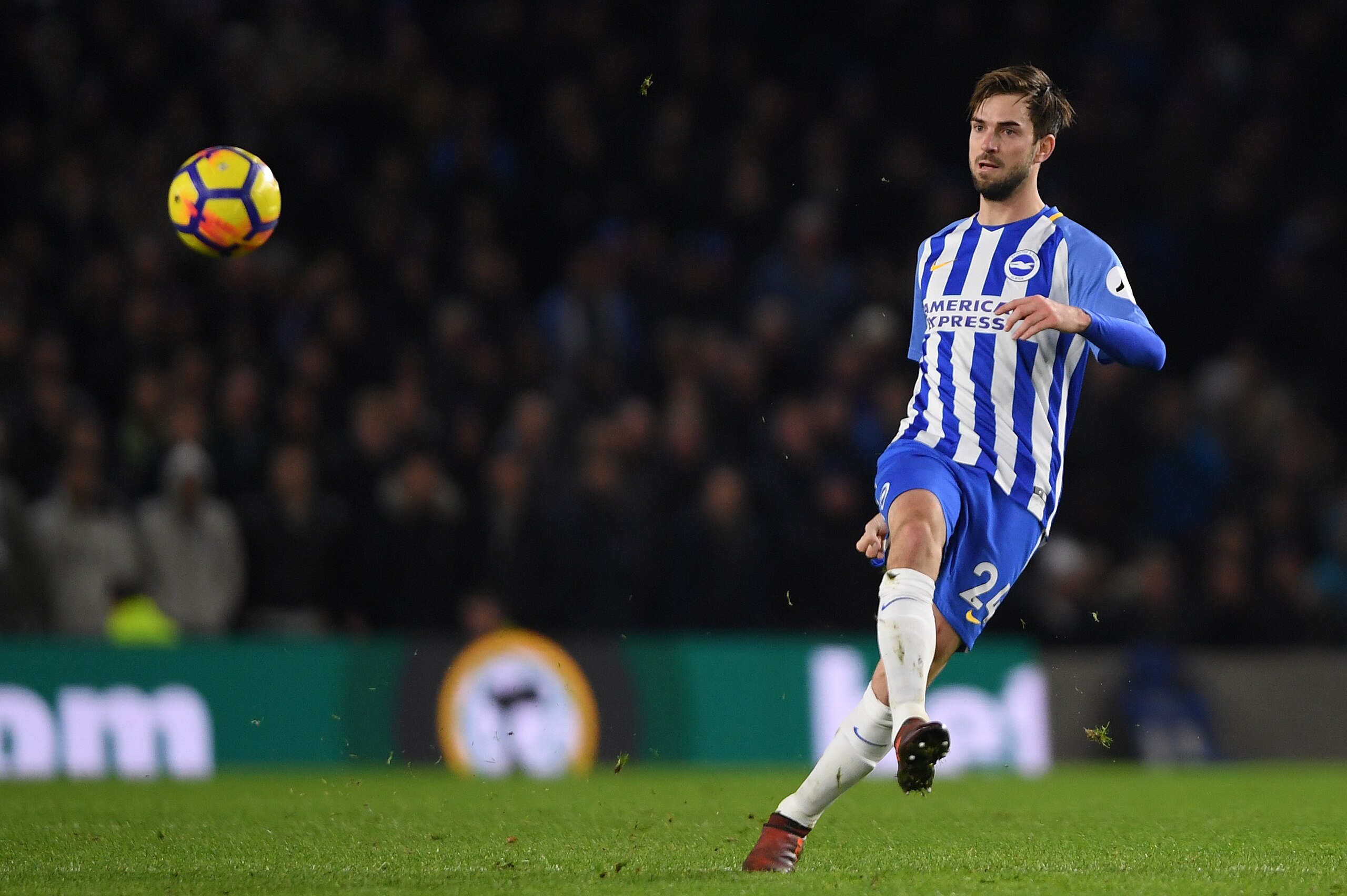 BRIGHTON, ENGLAND - NOVEMBER 28:  Davy Propper of Brighton in action during the Premier League match between Brighton and Hove Albion and Crystal Palace at Amex Stadium on November 28, 2017 in Brighton, England.  (Photo by Mike Hewitt/Getty Images)