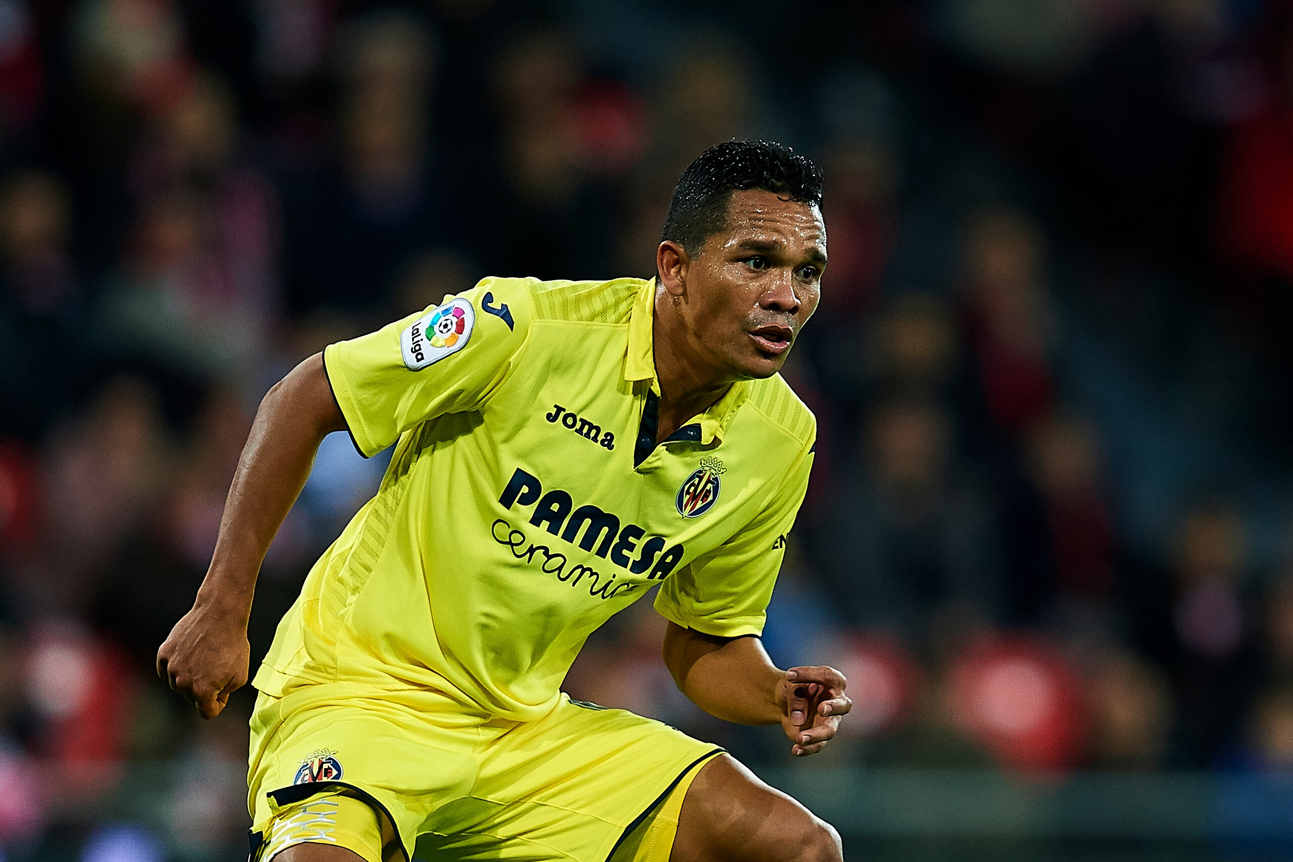 BILBAO, SPAIN - NOVEMBER 19:  Carlos Bacca of Villarreal CF reacts during the La Liga match between Athletic Club Bilbao and Villarreal CF at San Mames Stadium on November 19, 2017 in Bilbao, Spain.  (Photo by Juan Manuel Serrano Arce/Getty Images)