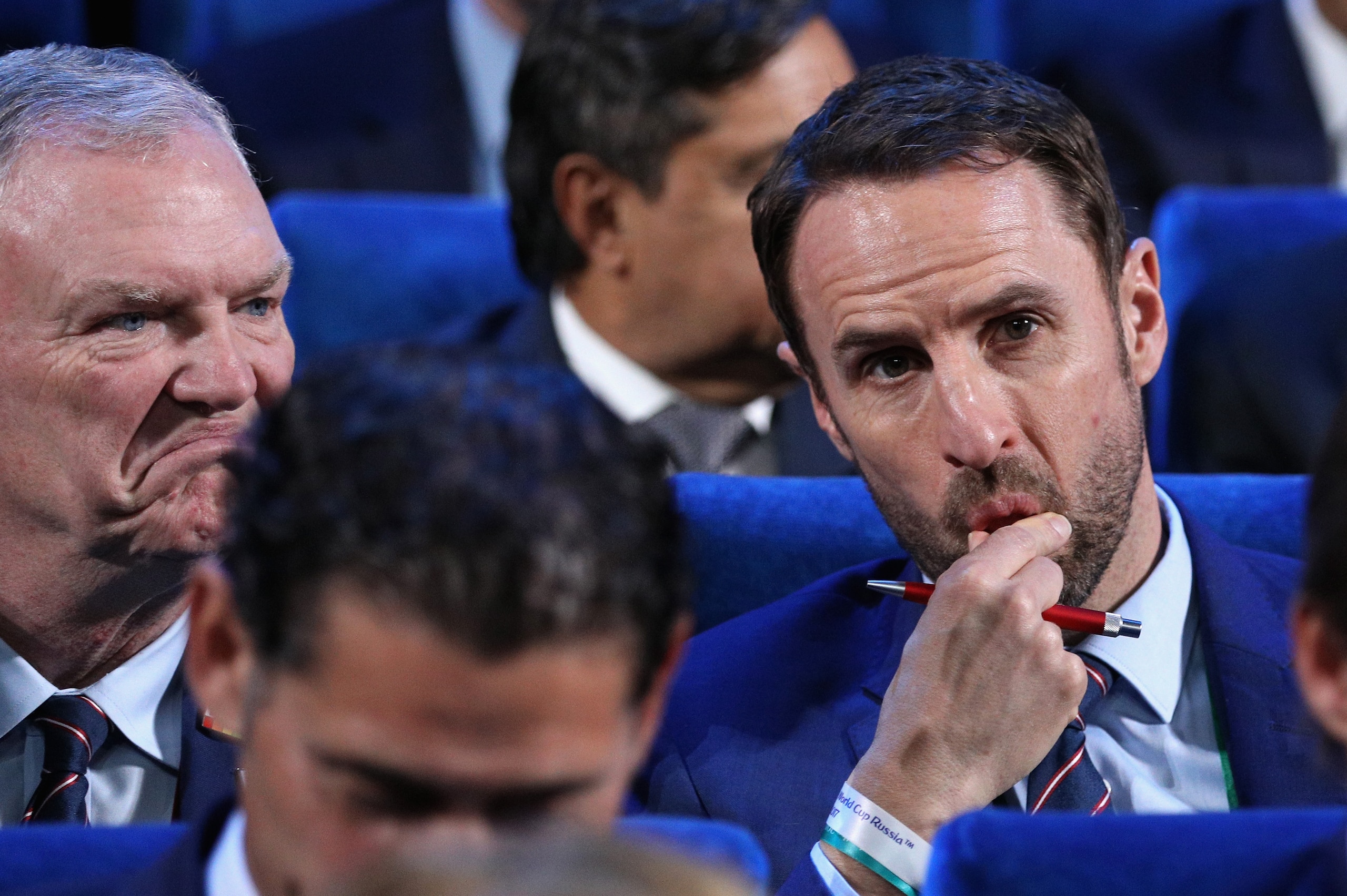 MOSCOW, RUSSIA - DECEMBER 01:  Gareth Southgate, Manager of England looks on during the Final Draw for the 2018 FIFA World Cup Russia at the State Kremlin Palace on December 1, 2017 in Moscow, Russia.  (Photo by Shaun Botterill/Getty Images)