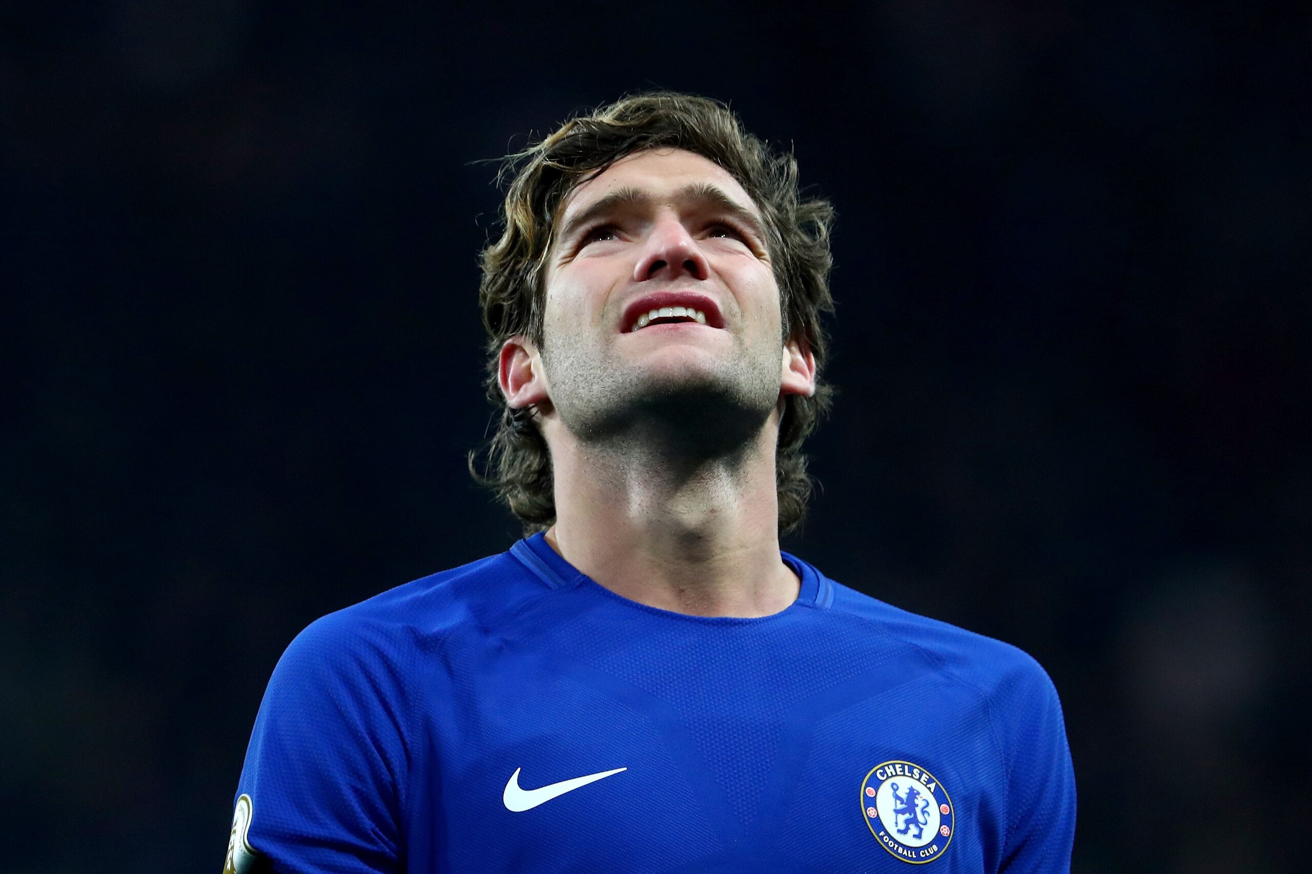 LONDON, ENGLAND - NOVEMBER 29:  Marcos Alonso of Chelsea looks on during the Premier League match between Chelsea and Swansea City at Stamford Bridge on November 29, 2017 in London, England.  (Photo by Clive Rose/Getty Images)