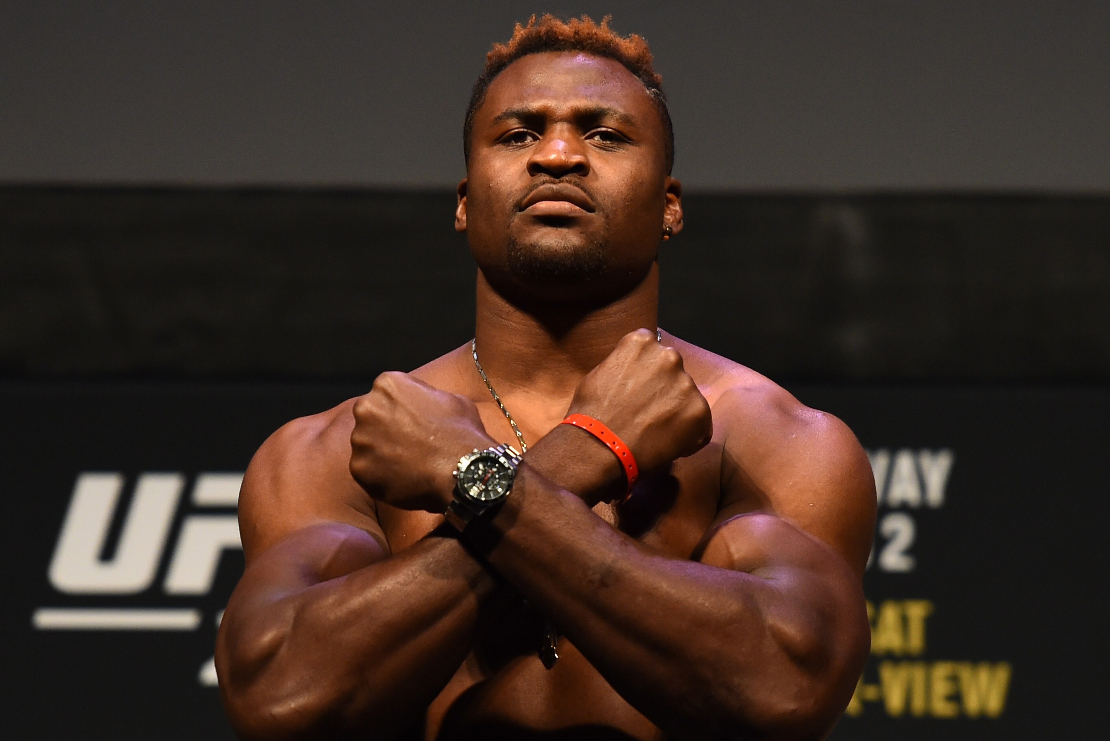 DETROIT, MI - DECEMBER 01: Francis Ngannou of Cameroon poses on the scale during the UFC 218 weigh-in inside Little Caesars Arena on December 1, 2017 in Detroit, Michigan. (Photo by Josh Hedges/Zuffa LLC/Zuffa LLC via Getty Images) DETROIT, MI - DECEMBER 01: Francis Ngannou of Cameroon poses on the scale during the UFC 218 weigh-in inside Little Caesars Arena on December 1, 2017 in Detroit, Michigan. (Photo by Josh Hedges/Zuffa LLC/Zuffa LLC via Getty Images)