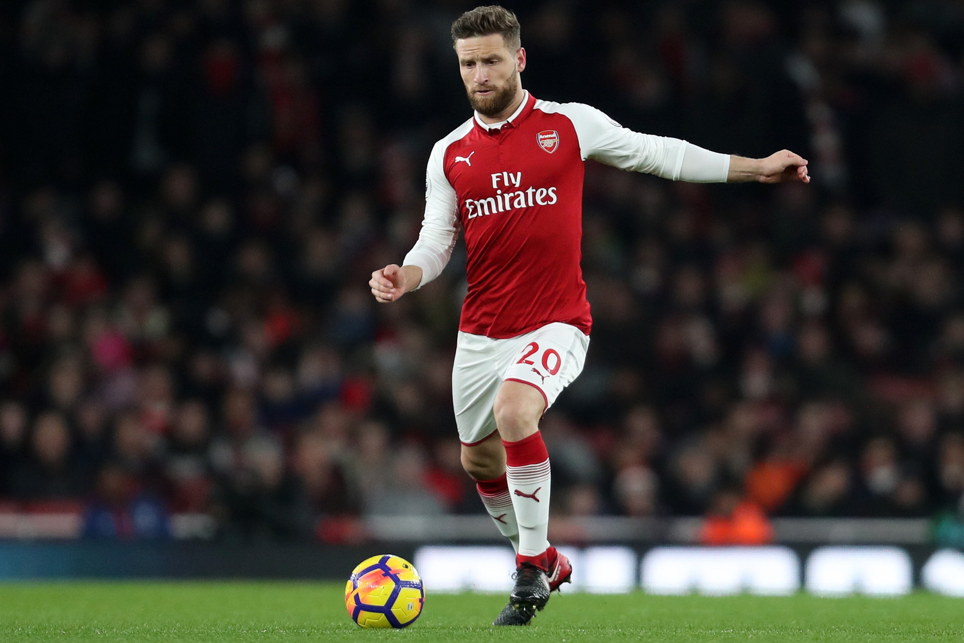LONDON, ENGLAND - DECEMBER 02: Shkodran Mustafi of Arsenal during the Premier League match between Arsenal and Manchester United at Emirates Stadium on December 2, 2017 in London, England. (Photo by James Baylis - AMA/Getty Images)