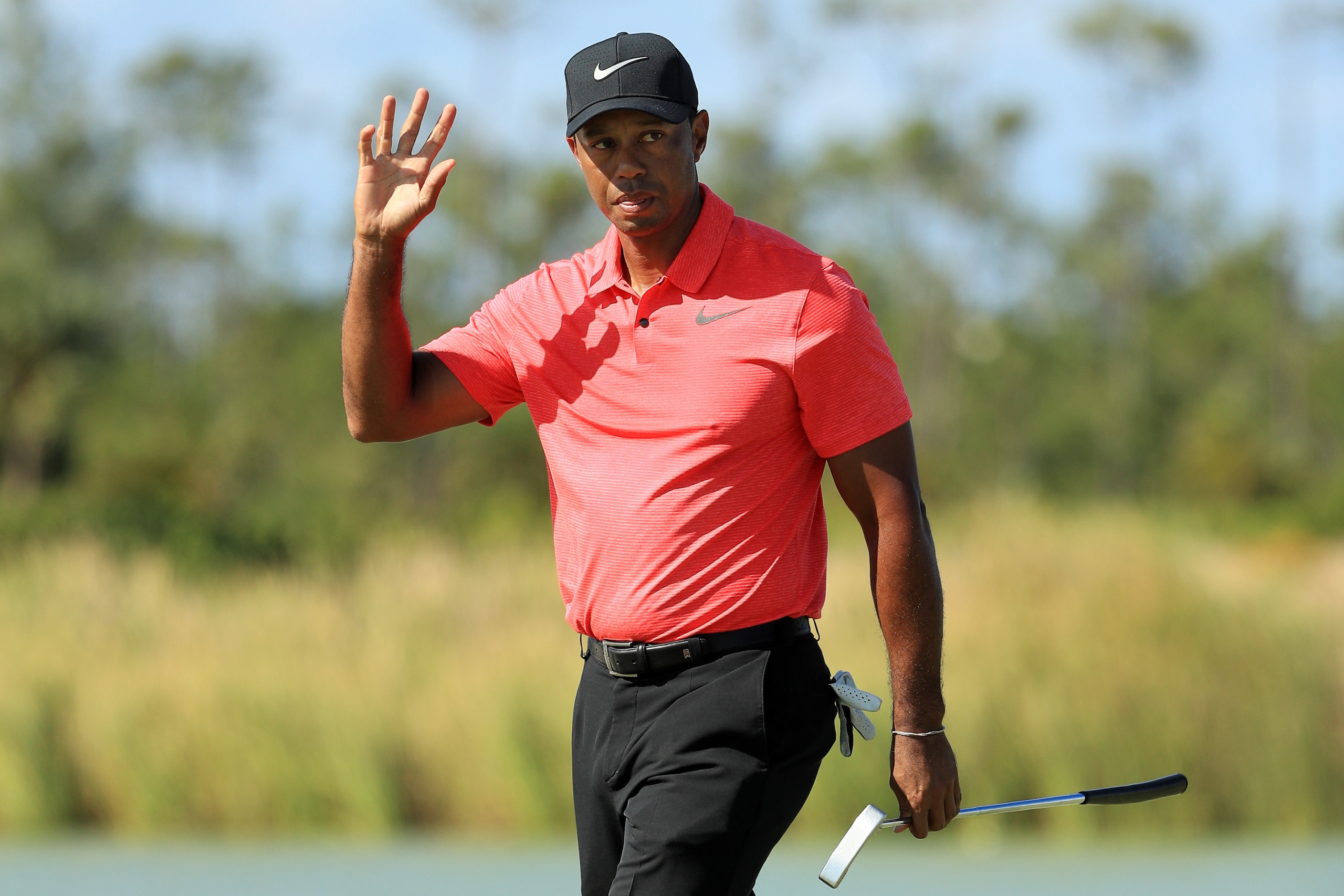 NASSAU, BAHAMAS - DECEMBER 03: Tiger Woods of the United States reacts on the fourth green during the final round of the Hero World Challenge at Albany, Bahamas on December 3, 2017 in Nassau, Bahamas. (Photo by Mike Ehrmann/Getty Images) NASSAU, BAHAMAS - DECEMBER 03: Tiger Woods of the United States reacts on the fourth green during the final round of the Hero World Challenge at Albany, Bahamas on December 3, 2017 in Nassau, Bahamas. (Photo by Mike Ehrmann/Getty Images)