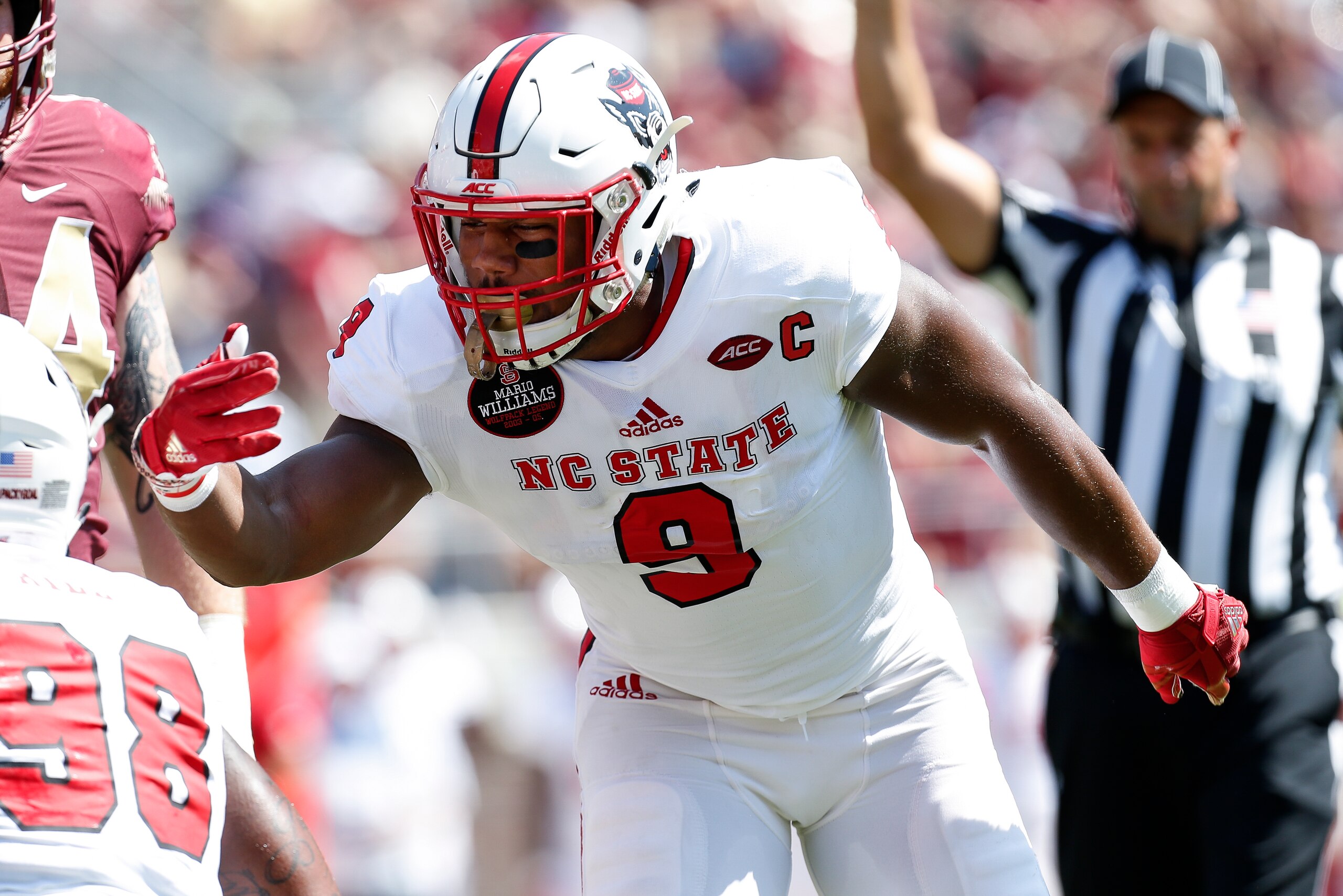 TALLAHASSEE, FL - SEPTEMBER 23: Defensive End Bradley Chubb #9 of the North Carolina State Wolfpack during the game against the Florida State Seminoles at Doak Campbell Stadium on Bobby Bowden Field on September 23, 2017 in Tallahassee, Florida. NC State TALLAHASSEE, FL - SEPTEMBER 23: Defensive End Bradley Chubb #9 of the North Carolina State Wolfpack during the game against the Florida State Seminoles at Doak Campbell Stadium on Bobby Bowden Field on September 23, 2017 in Tallahassee, Florida. NC State