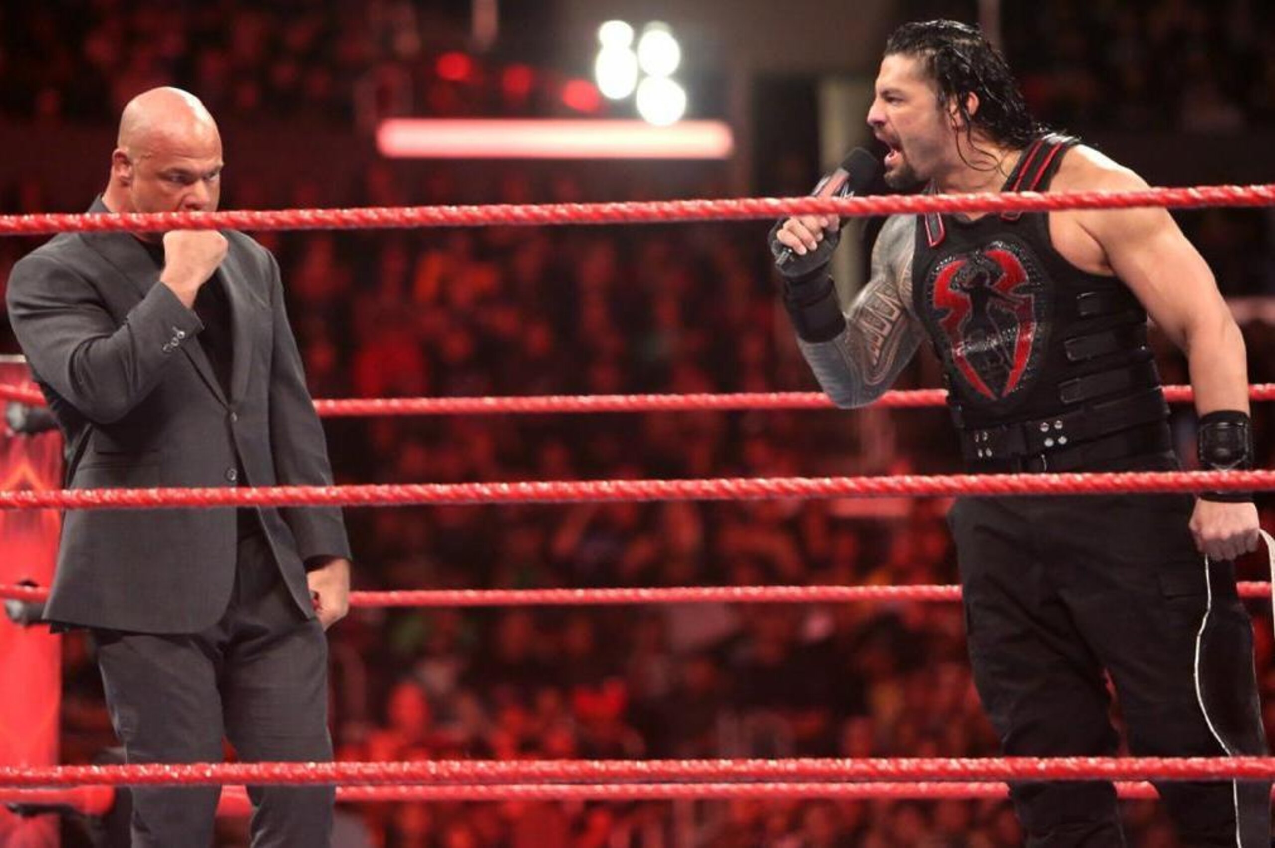 Roman Reigns demands a match against Jason Jordan.