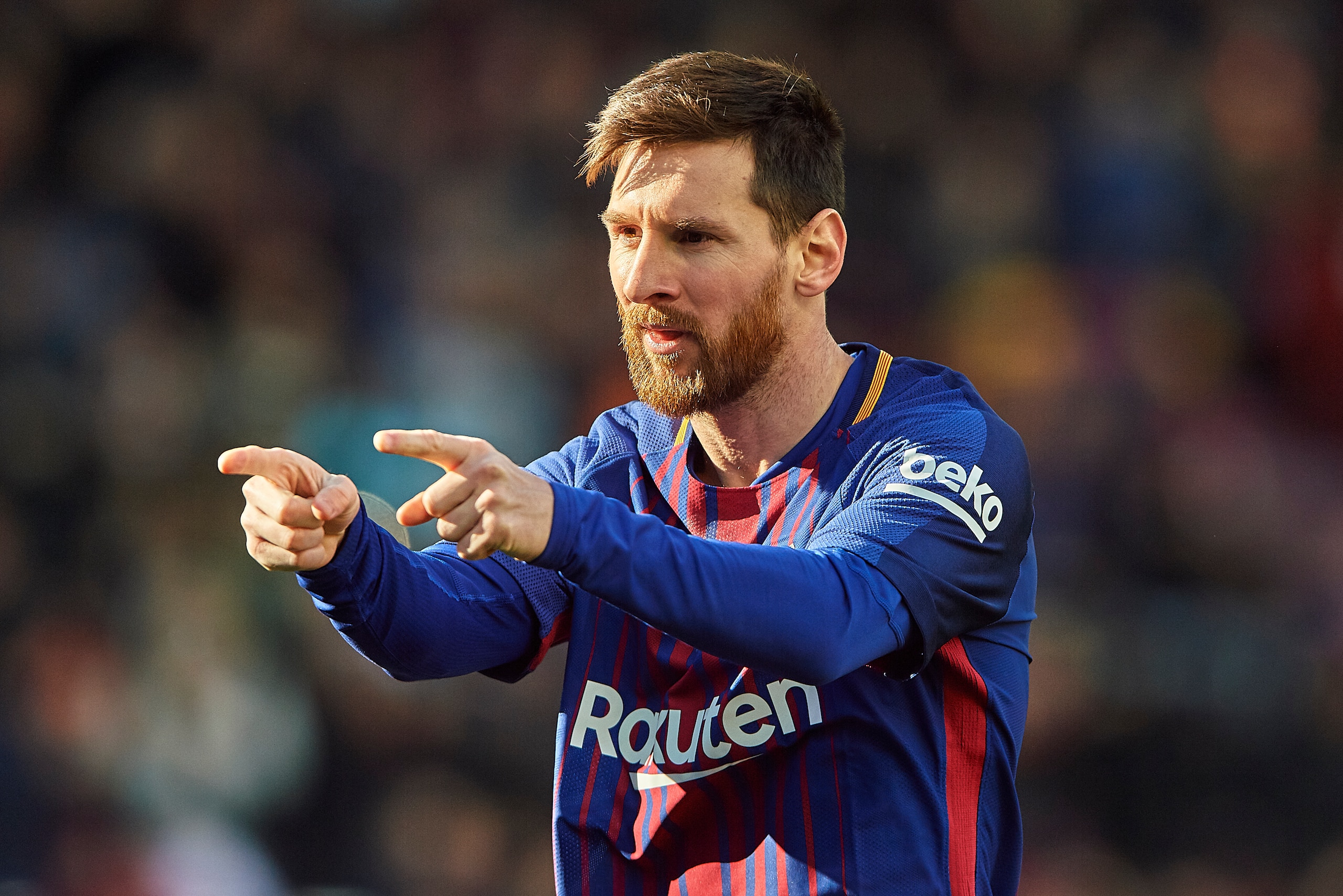 BARCELONA, SPAIN - DECEMBER 02:  Lionel Messi of Barcelona celebrates scoring his team's first goal during the La Liga match between Barcelona and Celta de Vigo at Camp Nou on December 2, 2017 in Barcelona, Spain.  (Photo by Manuel Queimadelos Alonso/Gett