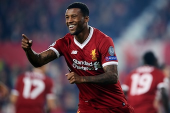 SEVILLE, SPAIN - NOVEMBER 21:  Georginio Wijnaldum of Liverpool FC reacts during the UEFA Champions League group E match between Sevilla FC and Liverpool FC at Estadio Ramon Sanchez Pizjuan on November 21, 2017 in Seville, Spain.  (Photo by Aitor Alcalde/
