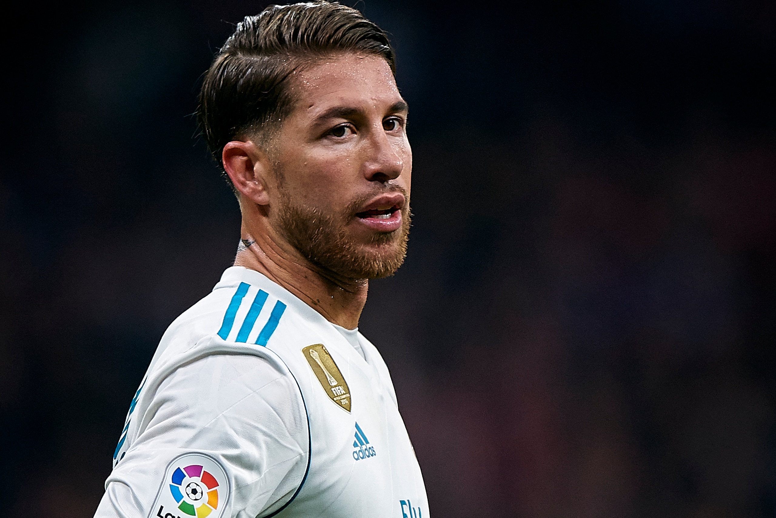 MADRID, SPAIN - NOVEMBER 18: Sergio Ramos of Real Madrid reacts during the La Liga match between Atletico Madrid and Real Madrid at Wanda Metropolitano Stadium on November 18, 2017 in Madrid, Spain. (Photo by fotopress/Getty Images) MADRID, SPAIN - NOVEMBER 18: Sergio Ramos of Real Madrid reacts during the La Liga match between Atletico Madrid and Real Madrid at Wanda Metropolitano Stadium on November 18, 2017 in Madrid, Spain. (Photo by fotopress/Getty Images)