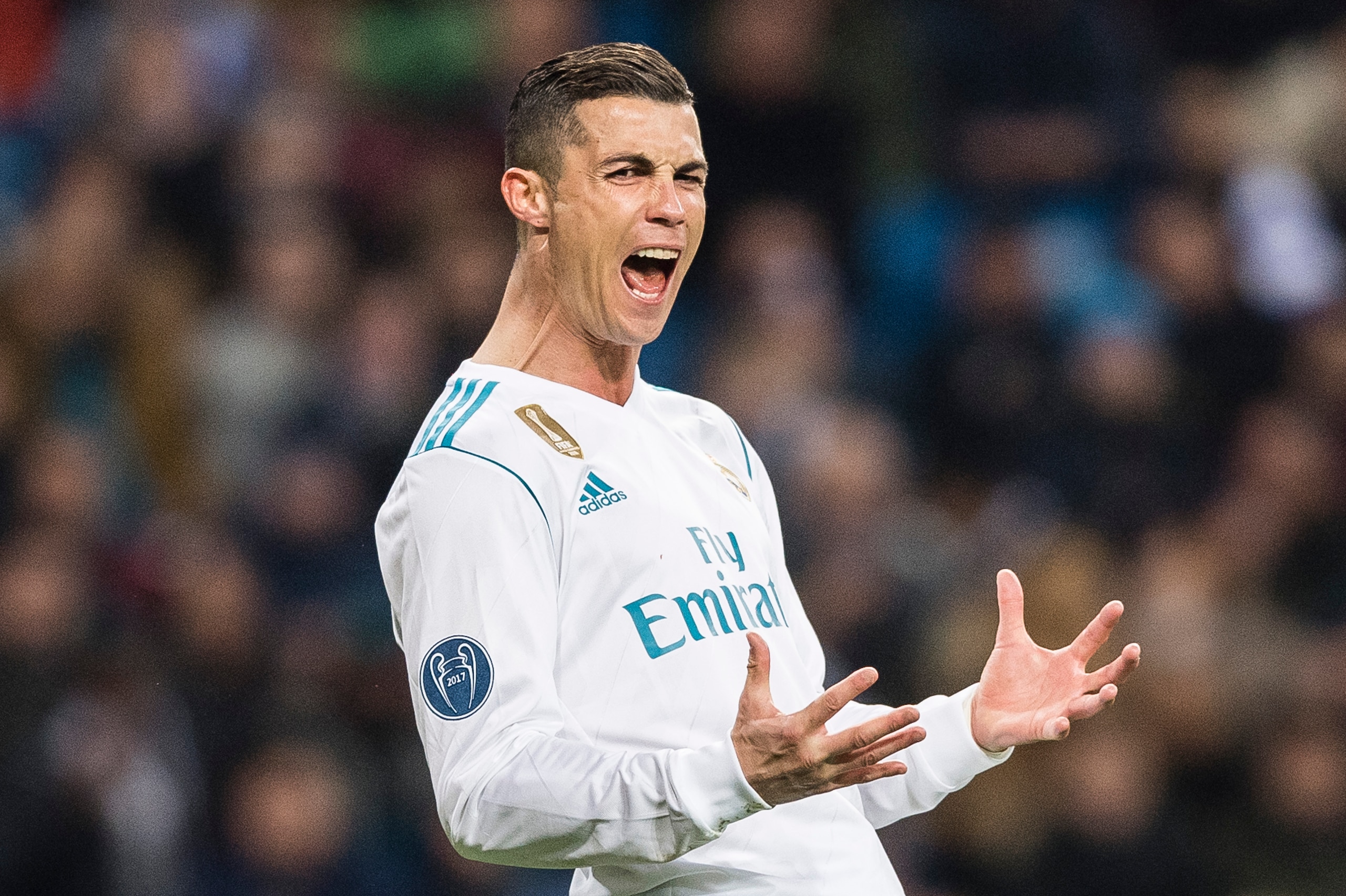 MADRID, SPAIN - DECEMBER 06: Cristiano Ronaldo of Real Madrid gestures during the Europe Champions League 2017-18 match between Real Madrid and Borussia Dortmund at Santiago Bernabeu Stadium on 06 December 2017 in Madrid Spain. Photo by Diego Gonzalez / P