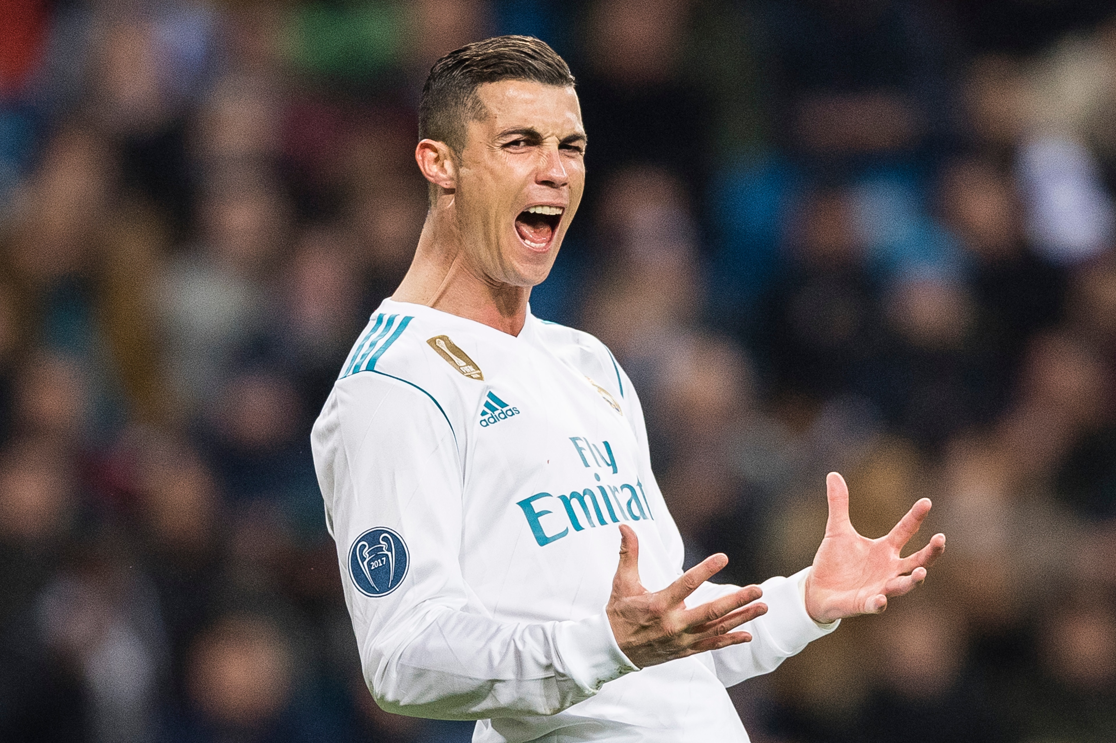 MADRID, SPAIN - DECEMBER 06: Cristiano Ronaldo of Real Madrid gestures during the Europe Champions League 2017-18 match between Real Madrid and Borussia Dortmund at Santiago Bernabeu Stadium on 06 December 2017 in Madrid Spain. Photo by Diego Gonzalez / P