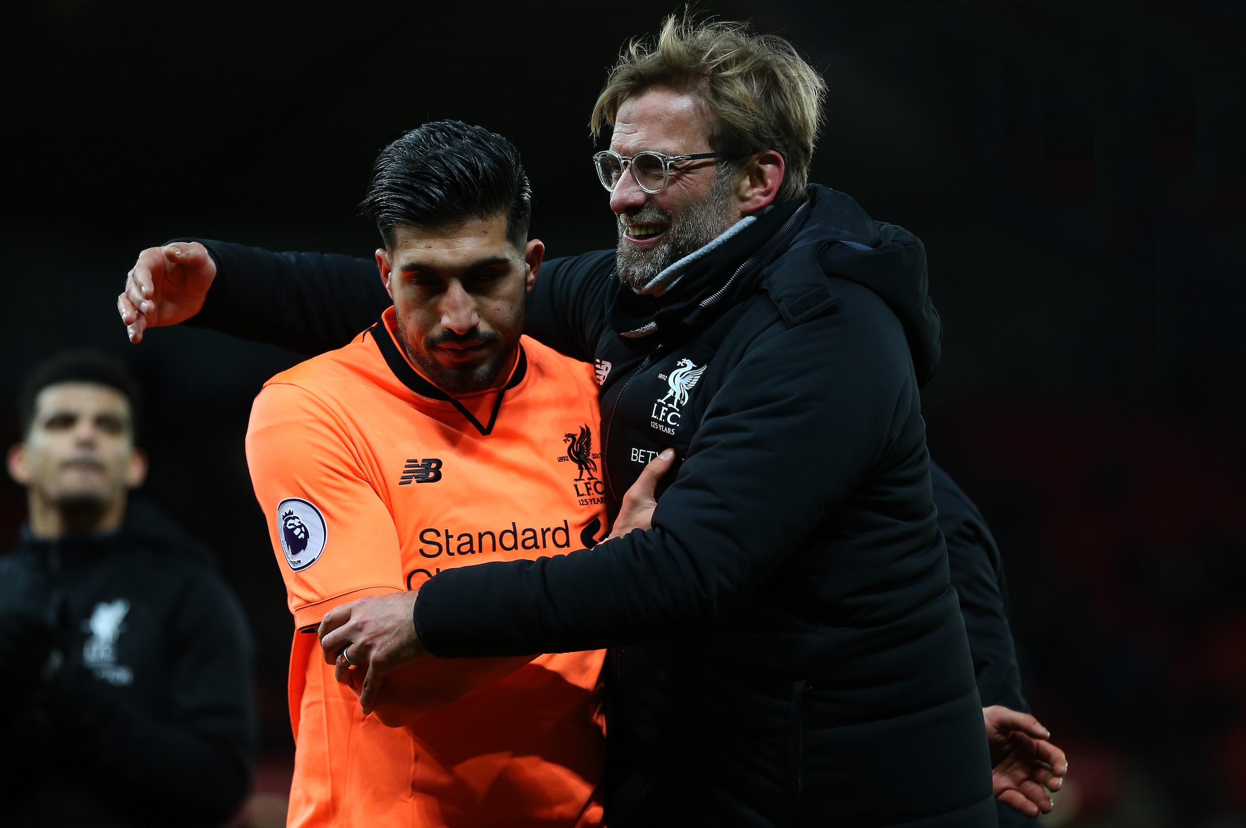 STOKE ON TRENT, ENGLAND - NOVEMBER 29: Jurgen Klopp the head coach / manager of Liverpool embraces Emre Can of Liverpool at full time after the Premier League match between Stoke City and Liverpool at Bet365 Stadium on November 29, 2017 in Stoke on Trent, STOKE ON TRENT, ENGLAND - NOVEMBER 29: Jurgen Klopp the head coach / manager of Liverpool embraces Emre Can of Liverpool at full time after the Premier League match between Stoke City and Liverpool at Bet365 Stadium on November 29, 2017 in Stoke on Trent,