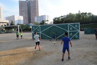 Shooting drills at Kang Pan Sok Middle School