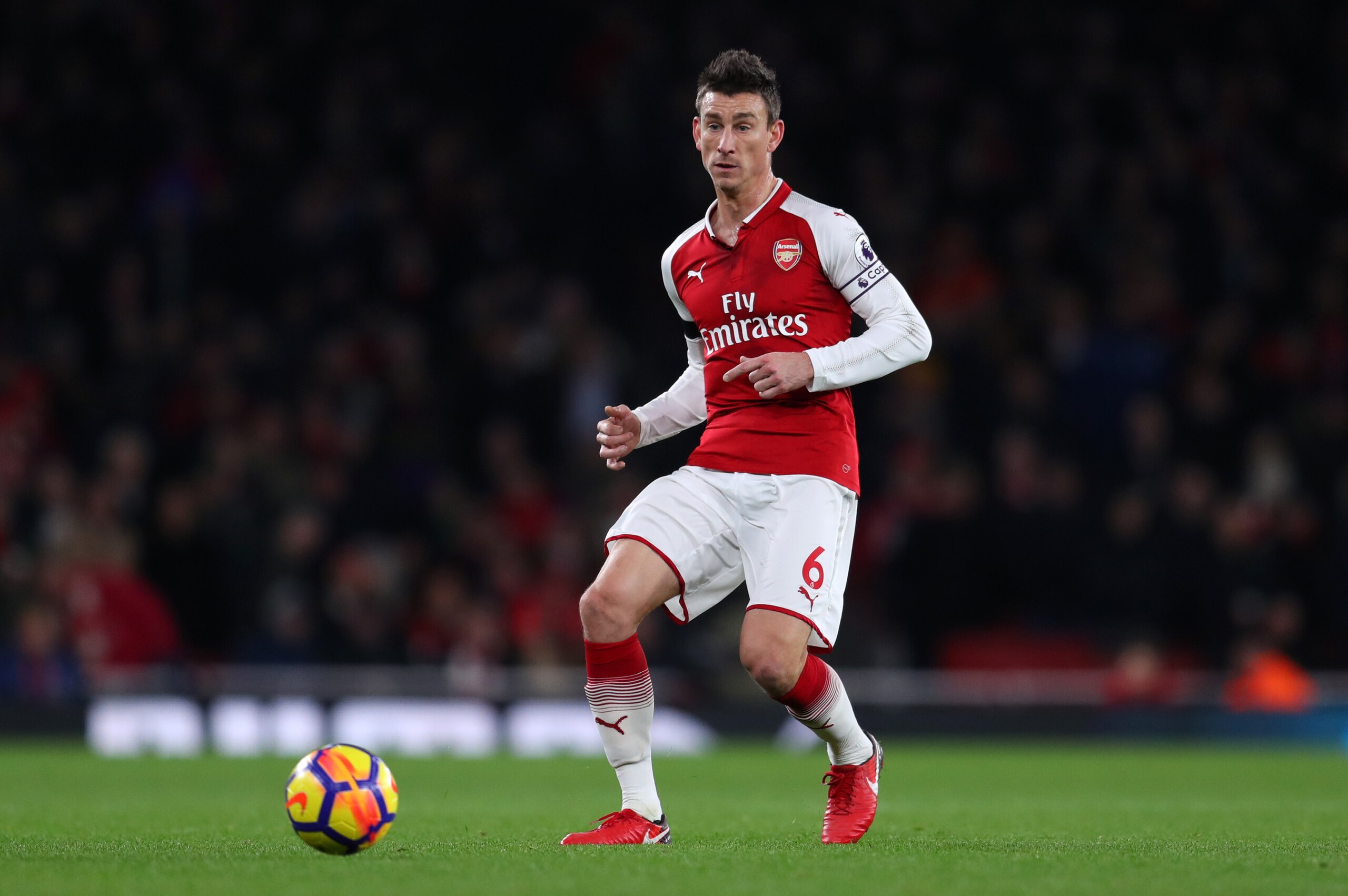 LONDON, ENGLAND - NOVEMBER 29: Laurent Koscielny of Arsenal during the Premier League match between Arsenal and Huddersfield Town at Emirates Stadium on November 29, 2017 in London, England. (Photo by Catherine Ivill/Getty Images)