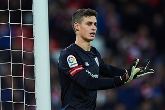 BILBAO, SPAIN - DECEMBER 02:  Kepa Arrizabalaga of Athletic Club reacts during the La Liga match between Athletic Club and Real Madrid at Estadio de San Mames on December 2, 2017 in Bilbao, Spain.  (Photo by Juan Manuel Serrano Arce/Getty Images)