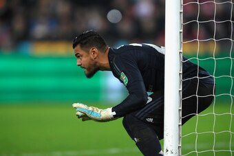 SWANSEA, WALES - OCTOBER 24:  Sergio Romero of United in action during the Carabao Cup Fourth Round match between Swansea City and Manchester United at Liberty Stadium on October 24, 2017 in Swansea, Wales.  (Photo by Stu Forster/Getty Images)