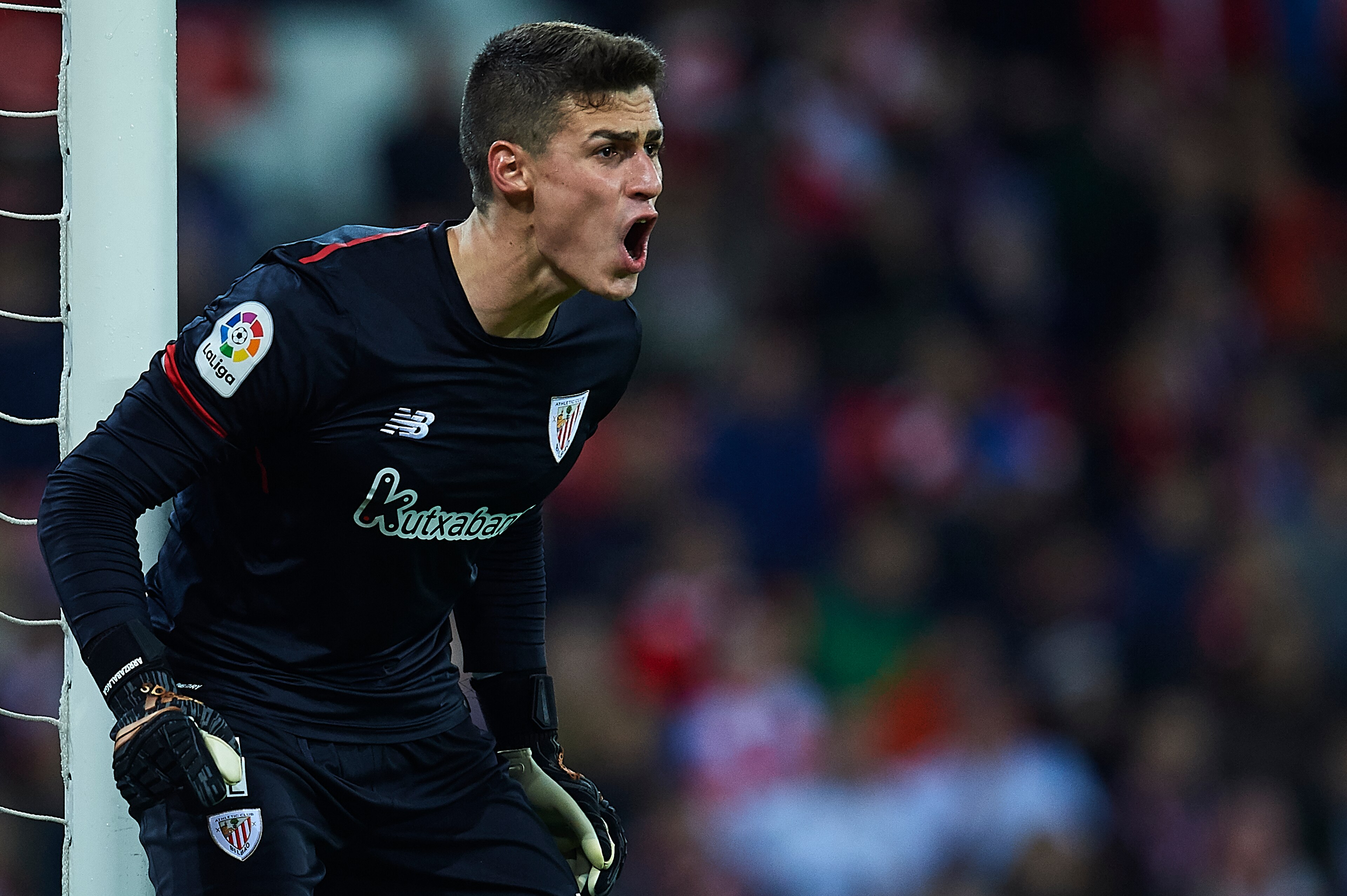 BILBAO, SPAIN - DECEMBER 02: Kepa Arrizabalaga of Athletic Club reacts during the La Liga match between Athletic Club and Real Madrid at Estadio de San Mames on December 2, 2017 in Bilbao, Spain. (Photo by Juan Manuel Serrano Arce/Getty Images) BILBAO, SPAIN - DECEMBER 02: Kepa Arrizabalaga of Athletic Club reacts during the La Liga match between Athletic Club and Real Madrid at Estadio de San Mames on December 2, 2017 in Bilbao, Spain. (Photo by Juan Manuel Serrano Arce/Getty Images)