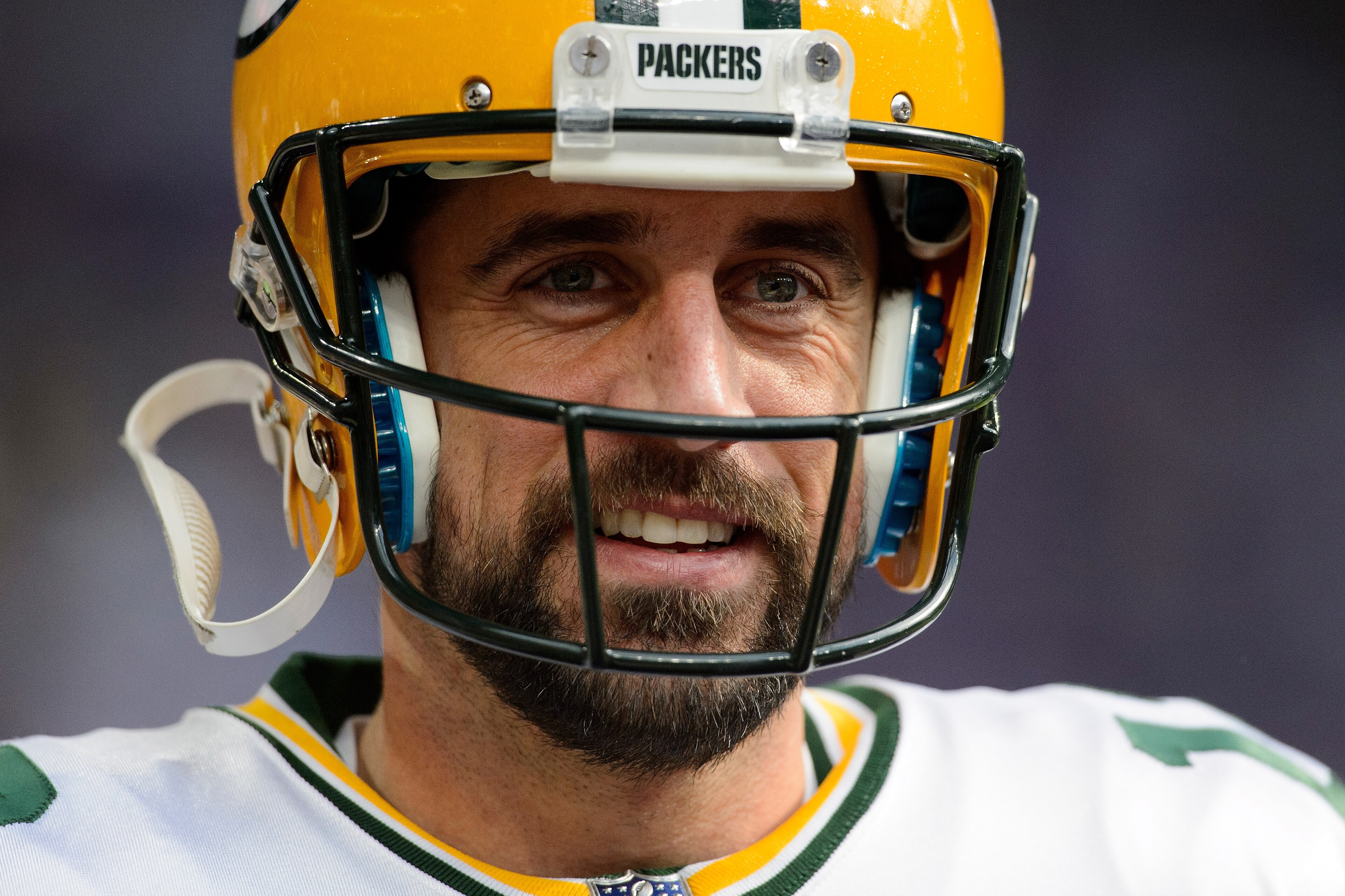 MINNEAPOLIS, MN - OCTOBER 15: Aaron Rodgers #12 of the Green Bay Packers looks on before the game against the Minnesota Vikings on October 15, 2017 at US Bank Stadium in Minneapolis, Minnesota. (Photo by Hannah Foslien/Getty Images)