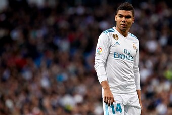 MADRID, SPAIN - NOVEMBER 25:  Carlos Casemiro of Real Madrid looks on during the La Liga match between Real Madrid and Malaga at Estadio Santiago Bernabeu on November 25, 2017 in Madrid, Spain.  (Photo by fotopress/Getty Images)