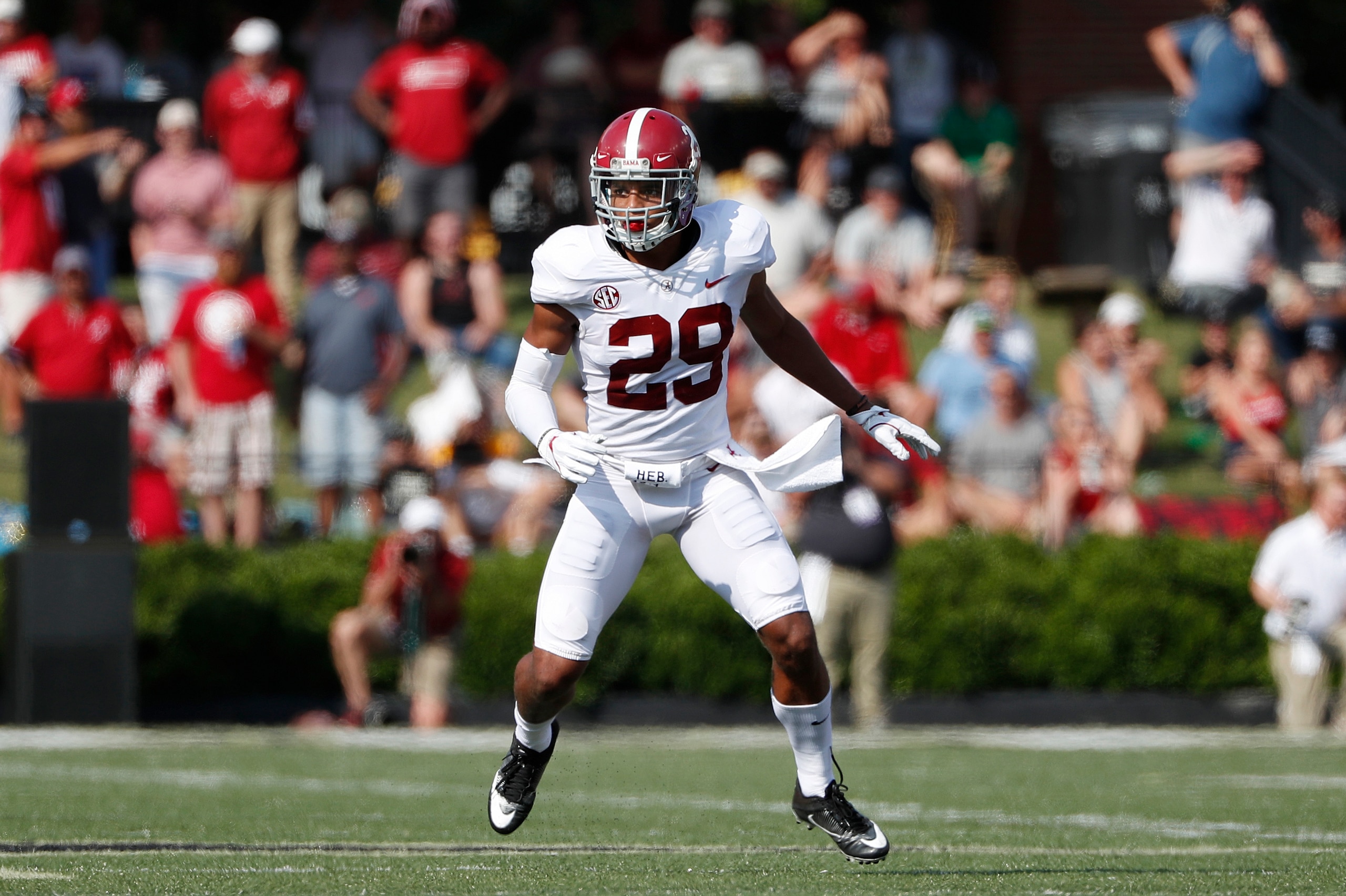 NASHVILLE, TN - SEPTEMBER 23: Minkah Fitzpatrick #29 of the Alabama Crimson Tide in action during a game against the Vanderbilt Commodores at Vanderbilt Stadium on September 23, 2017 in Nashville, Tennessee. Alabama won 59-0. (Photo by Joe Robbins/Getty I