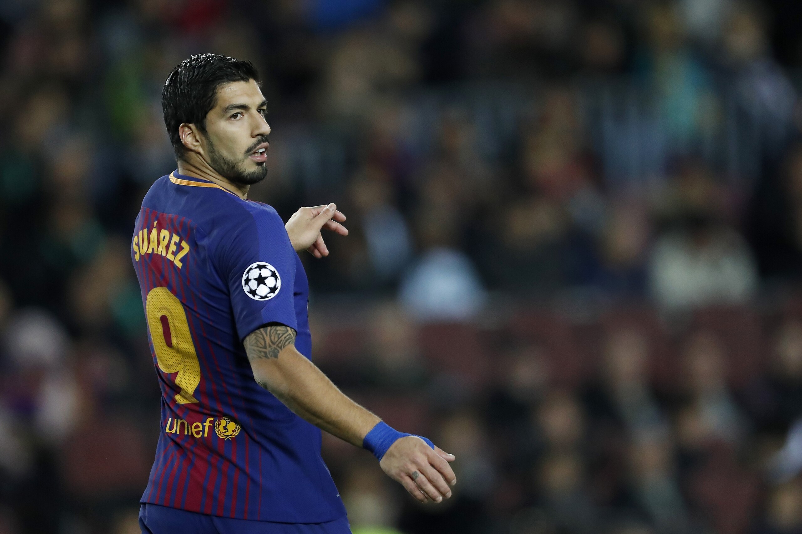 Luis Suarez of FC Barcelona during the UEFA Champions League group D match between FC Barcelona and Sporting Club de Portugal on December 05, 2017 at the Camp Nou stadium in Barcelona, Spain.(Photo by VI Images via Getty Images) Luis Suarez of FC Barcelona during the UEFA Champions League group D match between FC Barcelona and Sporting Club de Portugal on December 05, 2017 at the Camp Nou stadium in Barcelona, Spain.(Photo by VI Images via Getty Images)