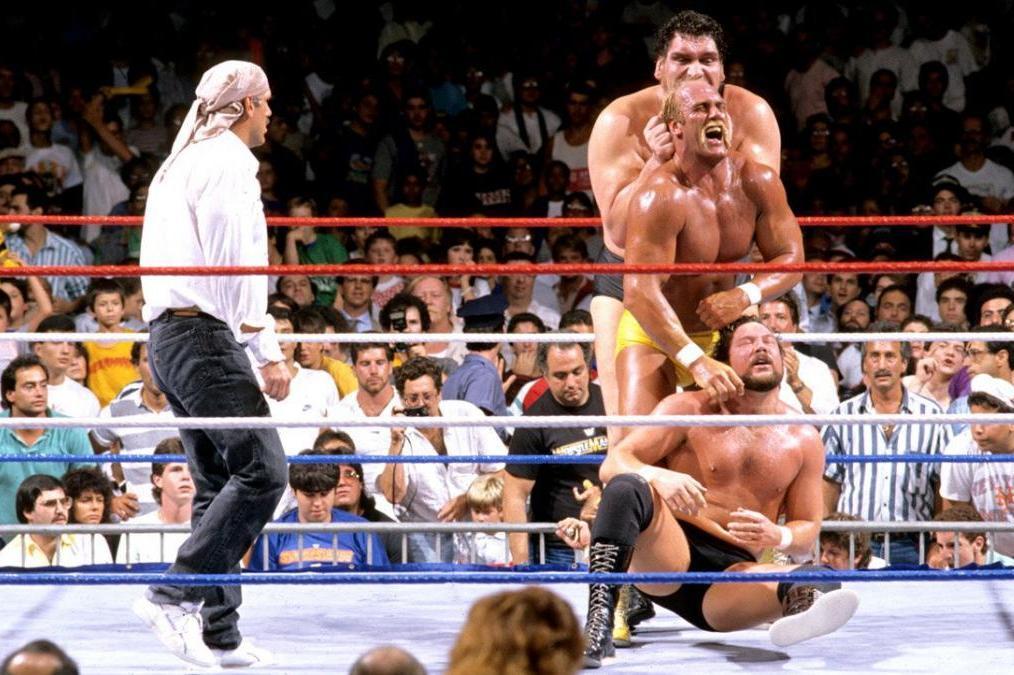 Jesse Ventura in some unconventional referee attire.