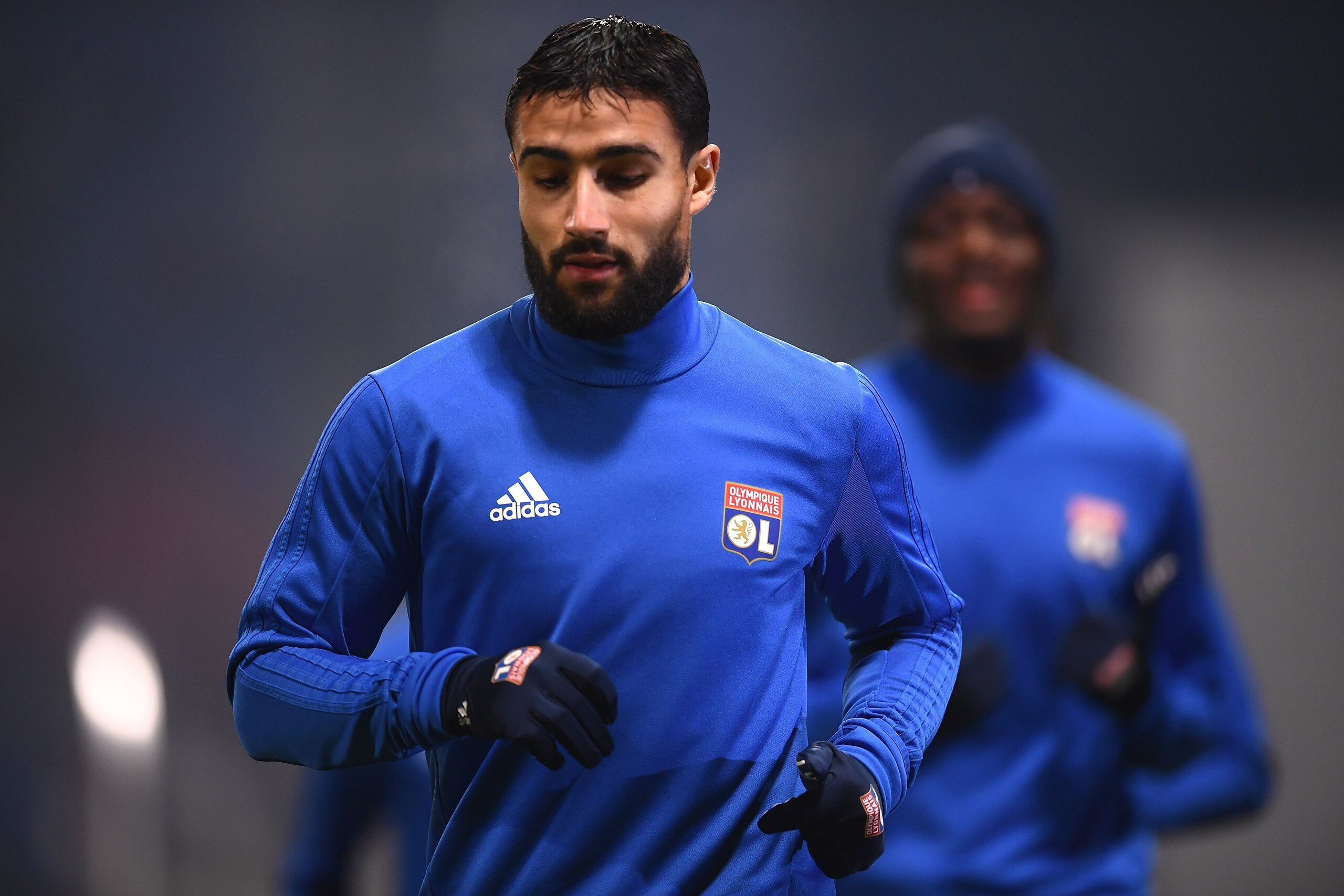 Lyon's French forward Nabil Fekir warms up before the UEFA Europa League group E football match Atalanta vs Olympique Lyonnais at The Mapei Stadium in Reggio Emilia on December 7, 2017.   / AFP PHOTO / MARCO BERTORELLO        (Photo credit should read MAR