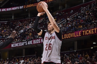 CLEVELAND, OH - OCTOBER 2:  Kyle Korver #26 of the Cleveland Cavaliers shoots the ball at the open practice on October 2, 2017 at Quicken Loans Arena in Cleveland, Ohio. NOTE TO USER: User expressly acknowledges and agrees that, by downloading and/or usin