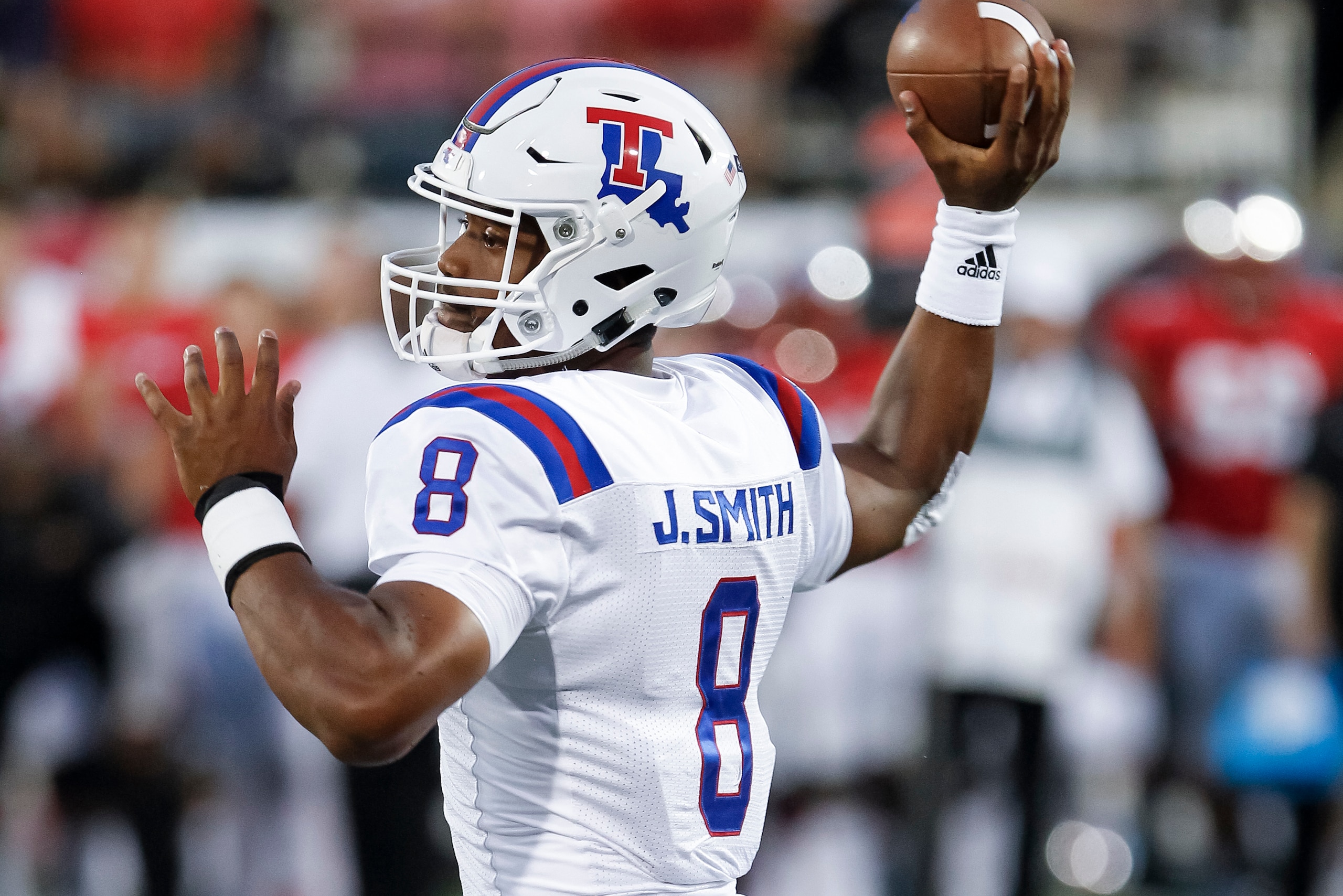 BOWLING GREEN, IN - SEPTEMBER 16: J'Mar Smith #8 of the Louisiana Tech Bulldogs is seen during the game against the Western Kentucky Hilltoppers at Houchens-Smith Stadium on September 16, 2017 in Bowling Green, Kentucky. (Photo by Michael Hickey/Getty Ima