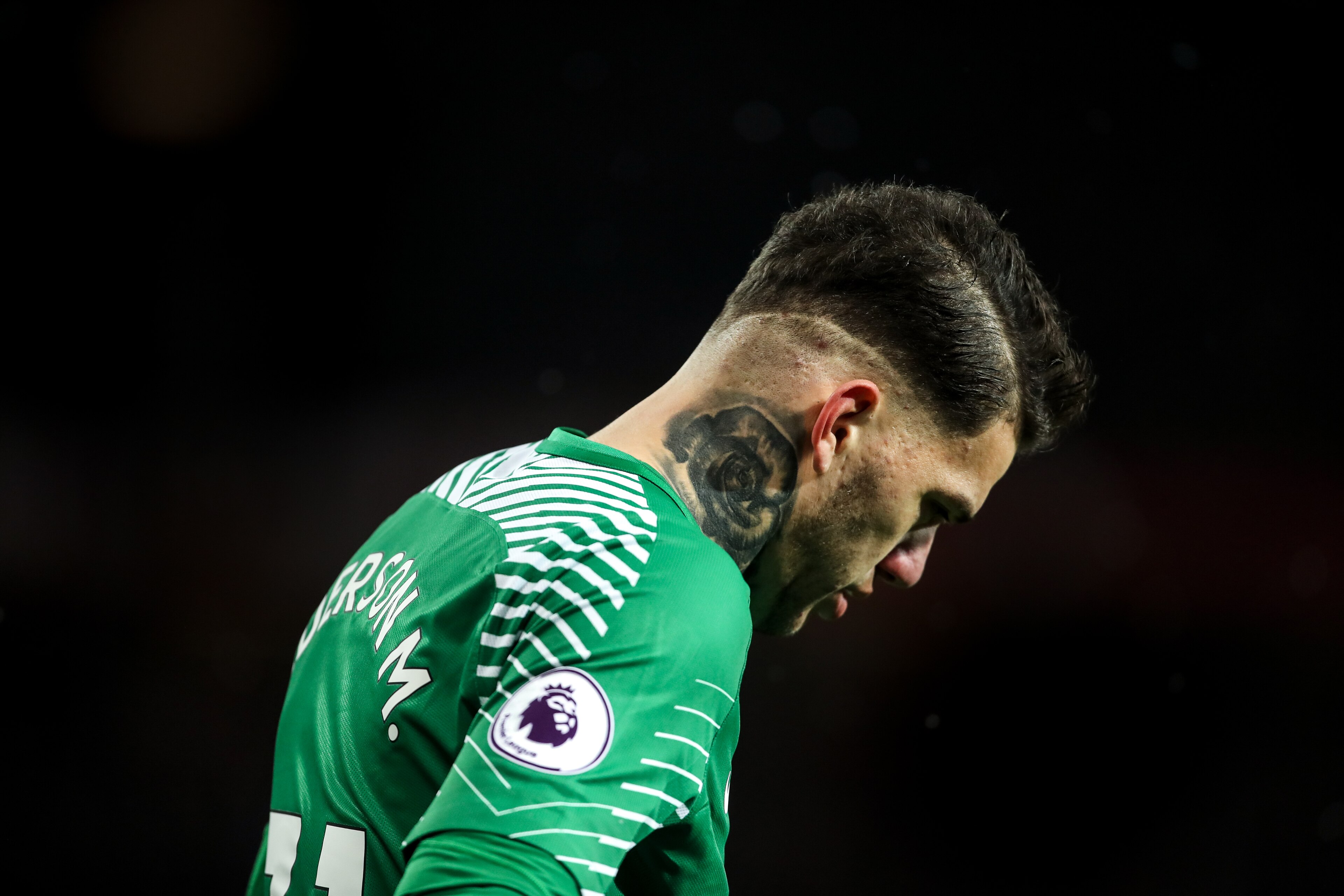 MANCHESTER, ENGLAND - DECEMBER 10: Ederson of Manchester City during the Premier League match between Manchester United and Manchester City at Old Trafford on December 10, 2017 in Manchester, England. (Photo by Robbie Jay Barratt - AMA/Getty Images)